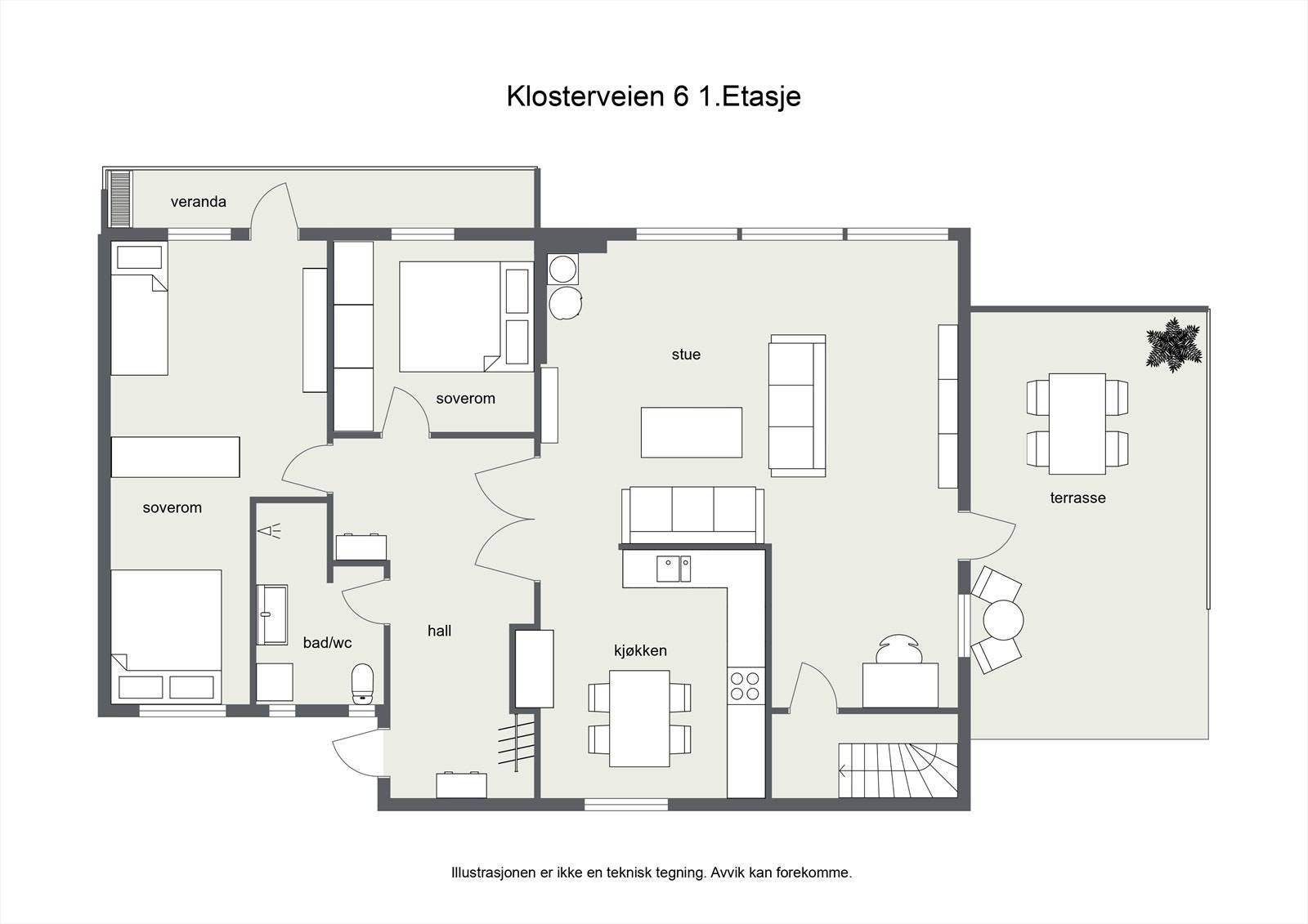 Plantegning 1. etasje Galleribilde