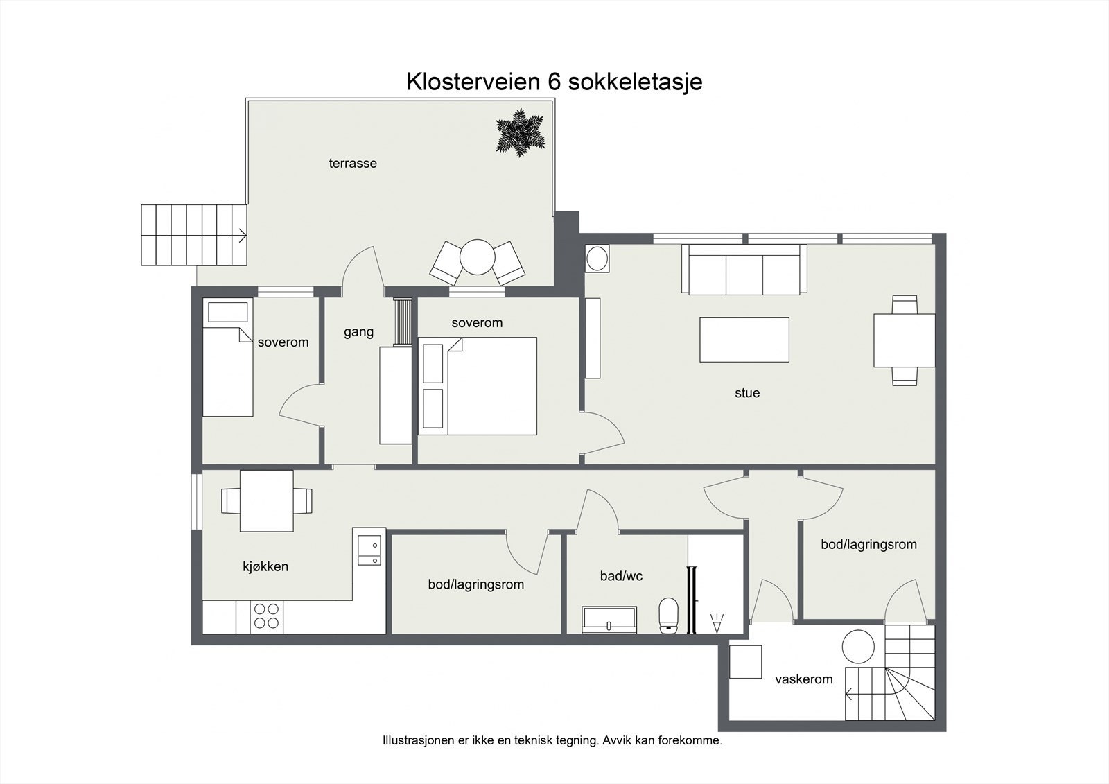 Plantegning Underetasje - hybel. Galleribilde