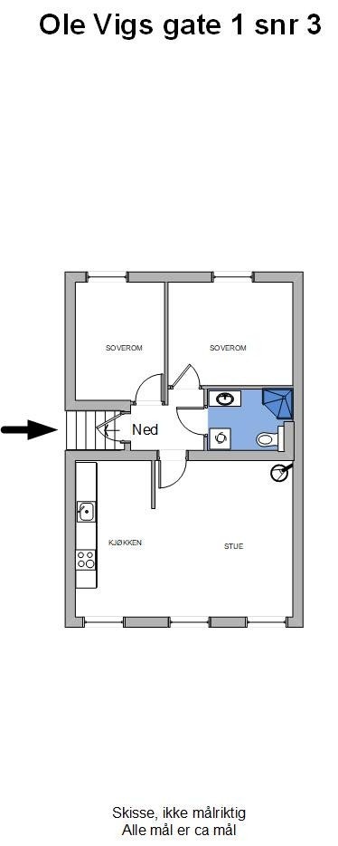 Leiligheten har en effektiv planløsning på 60 m² BRA-i i bygårdens høye førsteetasje. I tillegg disponeres en romslig kjellerbod med et gulvareal på ca. 14 m². Galleribilde