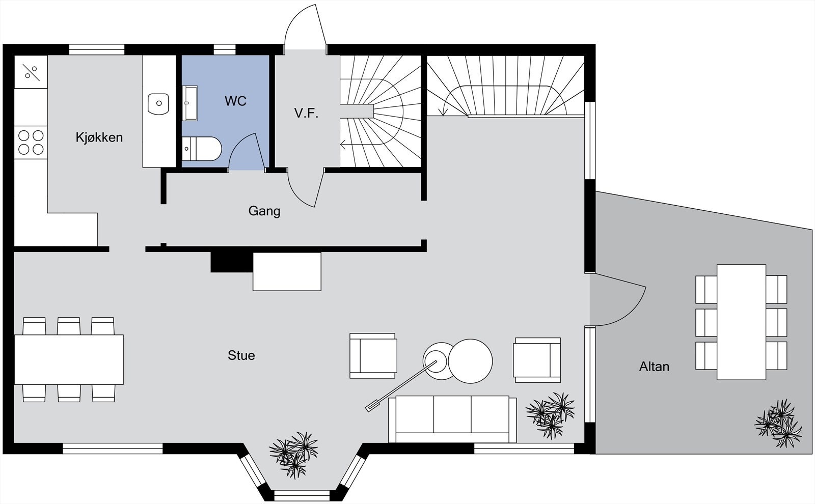 Planløsning 1. etasje Galleribilde