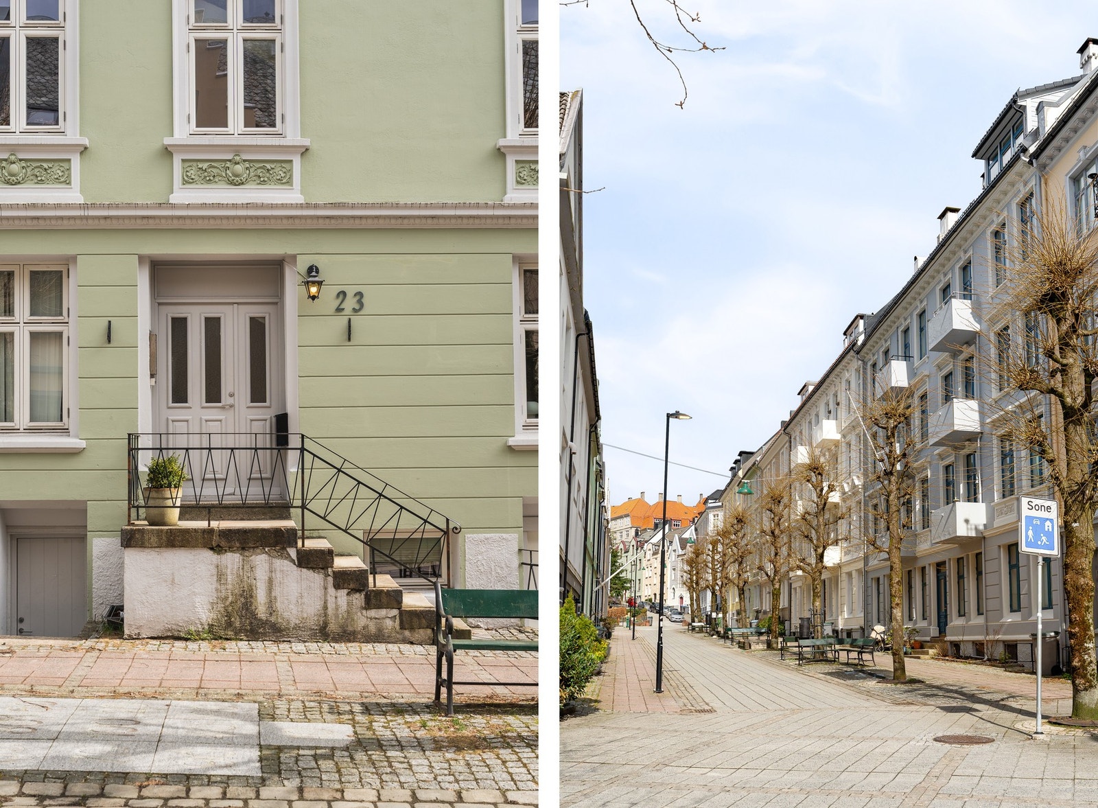 Her bor du like utenfor sentrumskjernen, med en perfekt kombinasjon av roligere omgivelser og umiddelbar nærhet til byliv, sjø og servicetilbud. Galleribilde