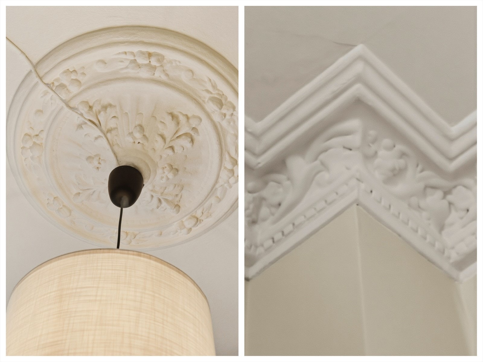 Nydelige klassiske detaljer som stukkatur og rosset i flere rom i leiligheten Galleribilde