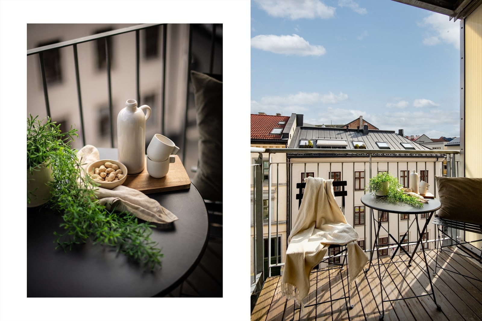 Balkongen er utstyrt med stikkontakter, som passer perfekt dersom man ønsker varmelamper til en forlenget sesong. Galleribilde