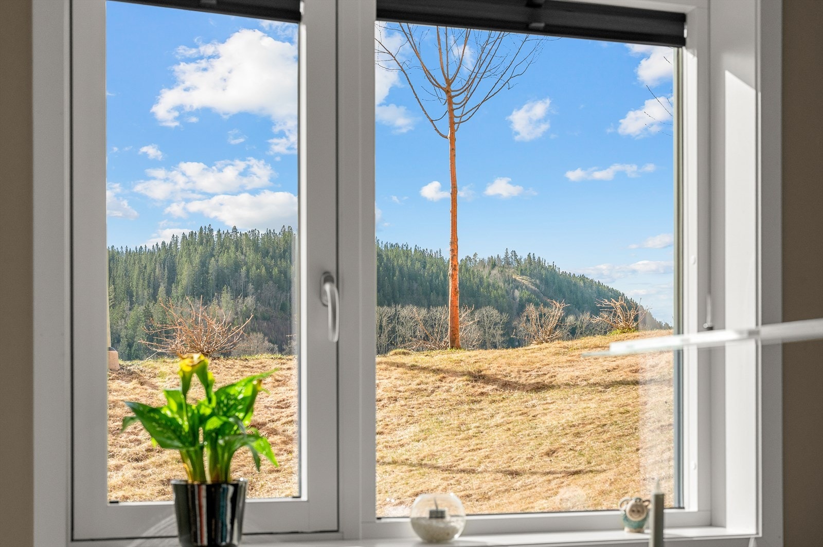 Den åpne stue- og kjøkkenløsningen er på 27,5m² og har en naturlig soneinndeling for både spisestue og tv-seksjon. Leilighetens endebeliggenhet sørger for rikelig med naturlig lysinnslipp. Galleribilde