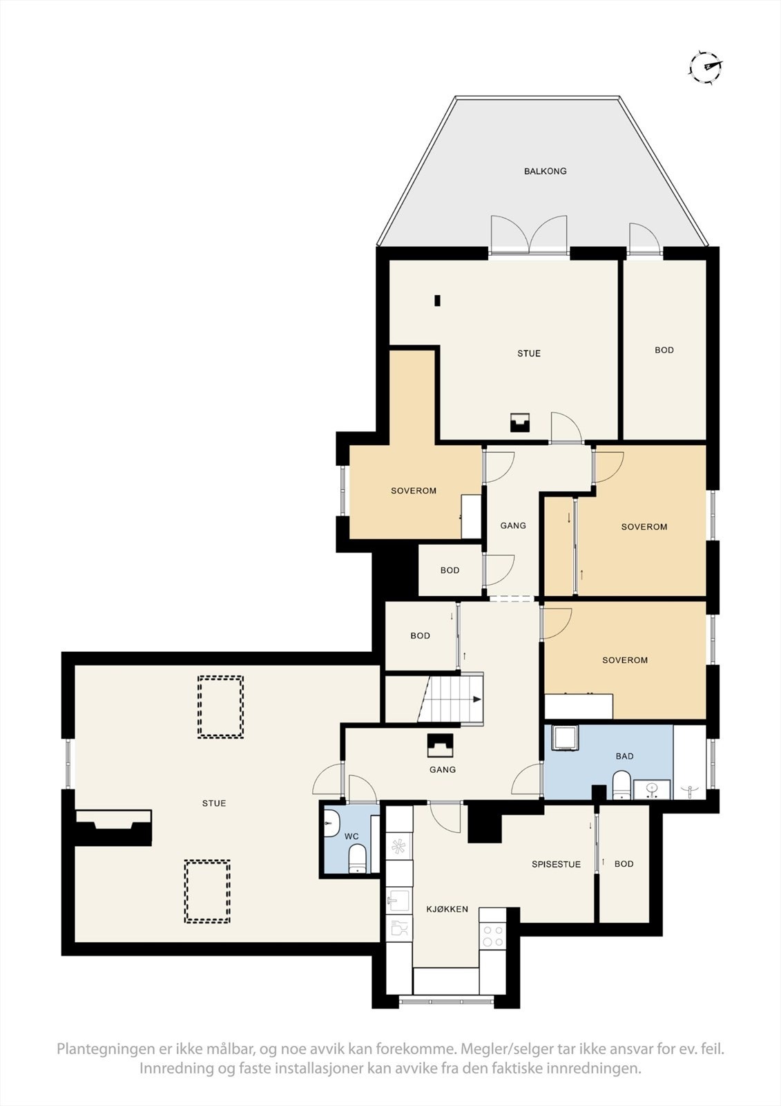 2. etg. Det er i tillegg kryploft med inngang fra flere rom som ikke vises på tegningen. Galleribilde