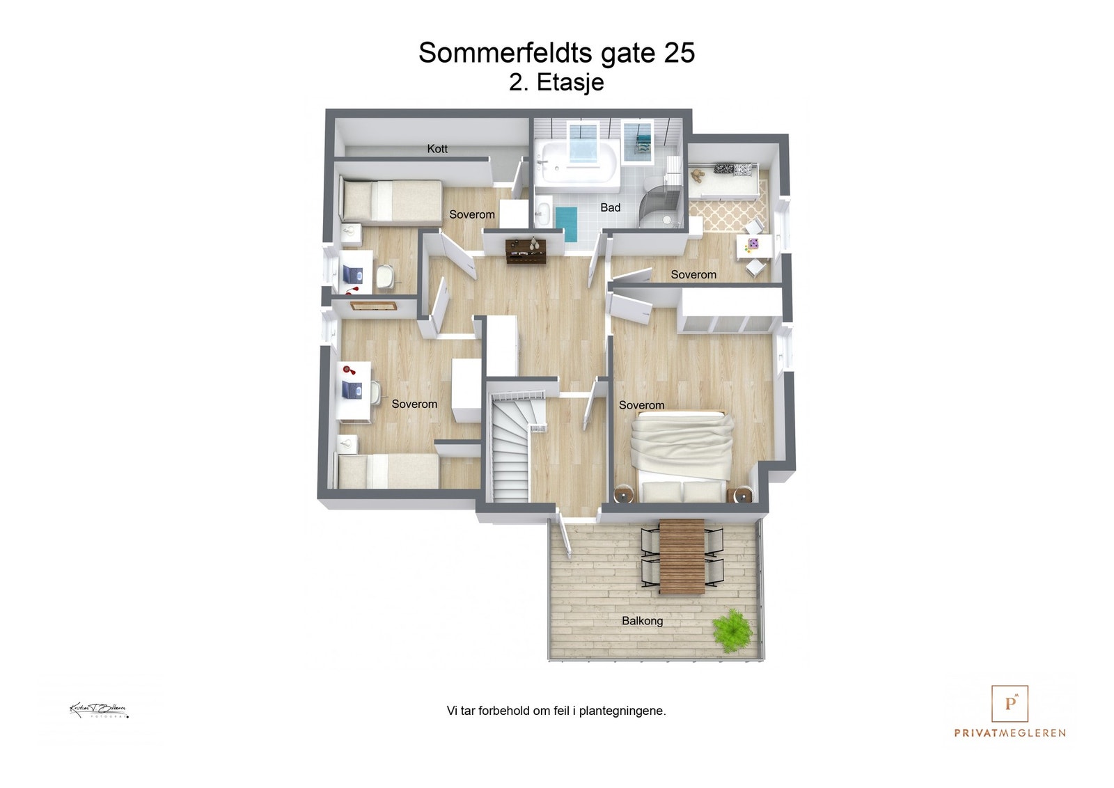 3 D plantegning 2. etasje Galleribilde