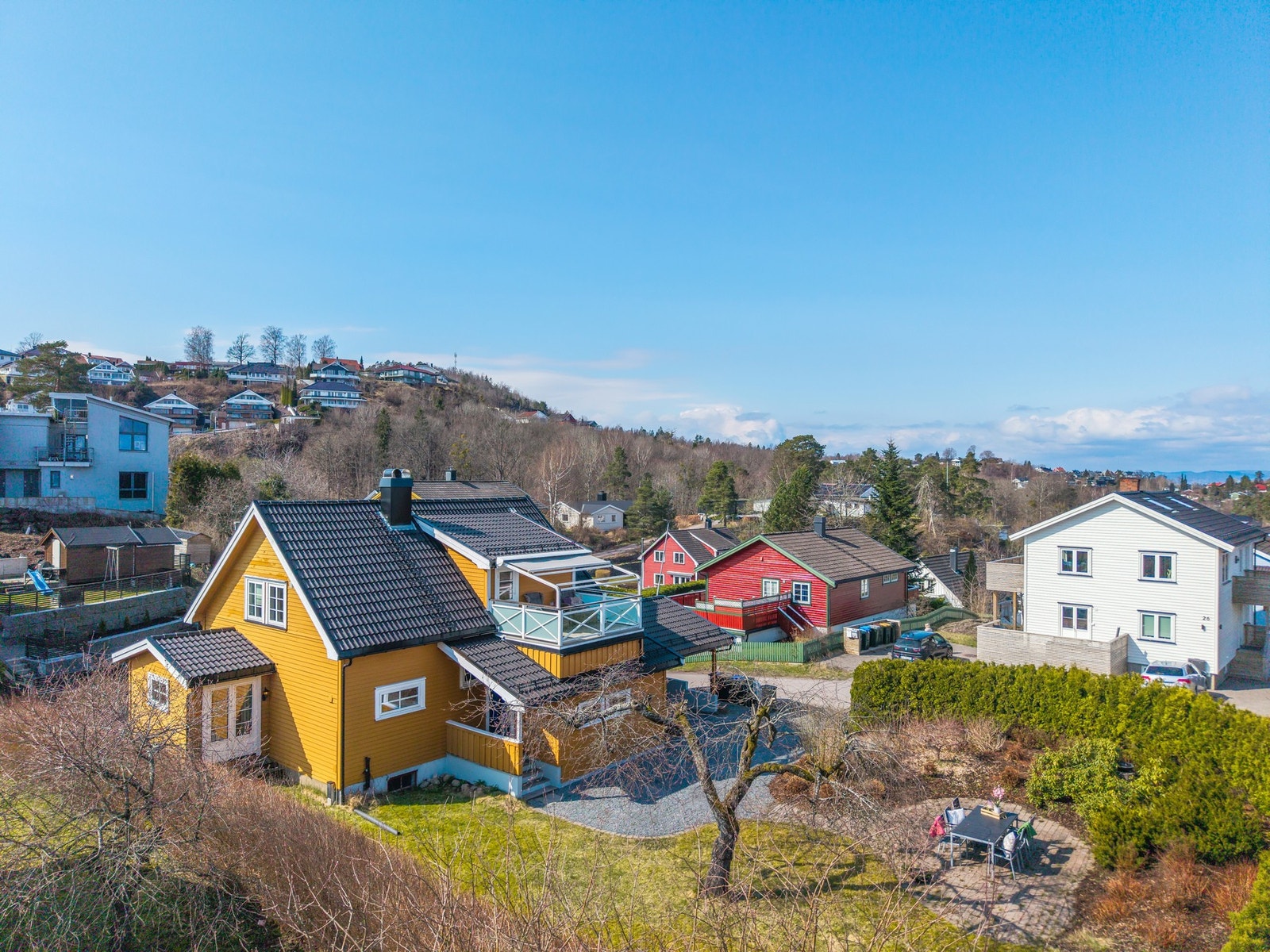 Her ser vi de to uteplassene og Laskenlia i overkant av bildet Galleribilde