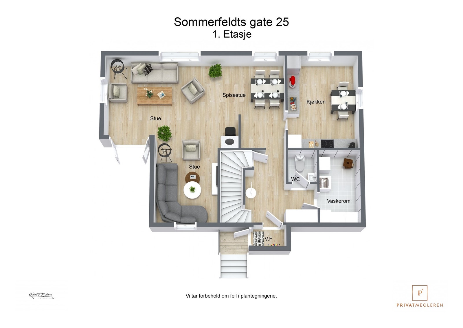 3 D plantegning 1. etasje Galleribilde