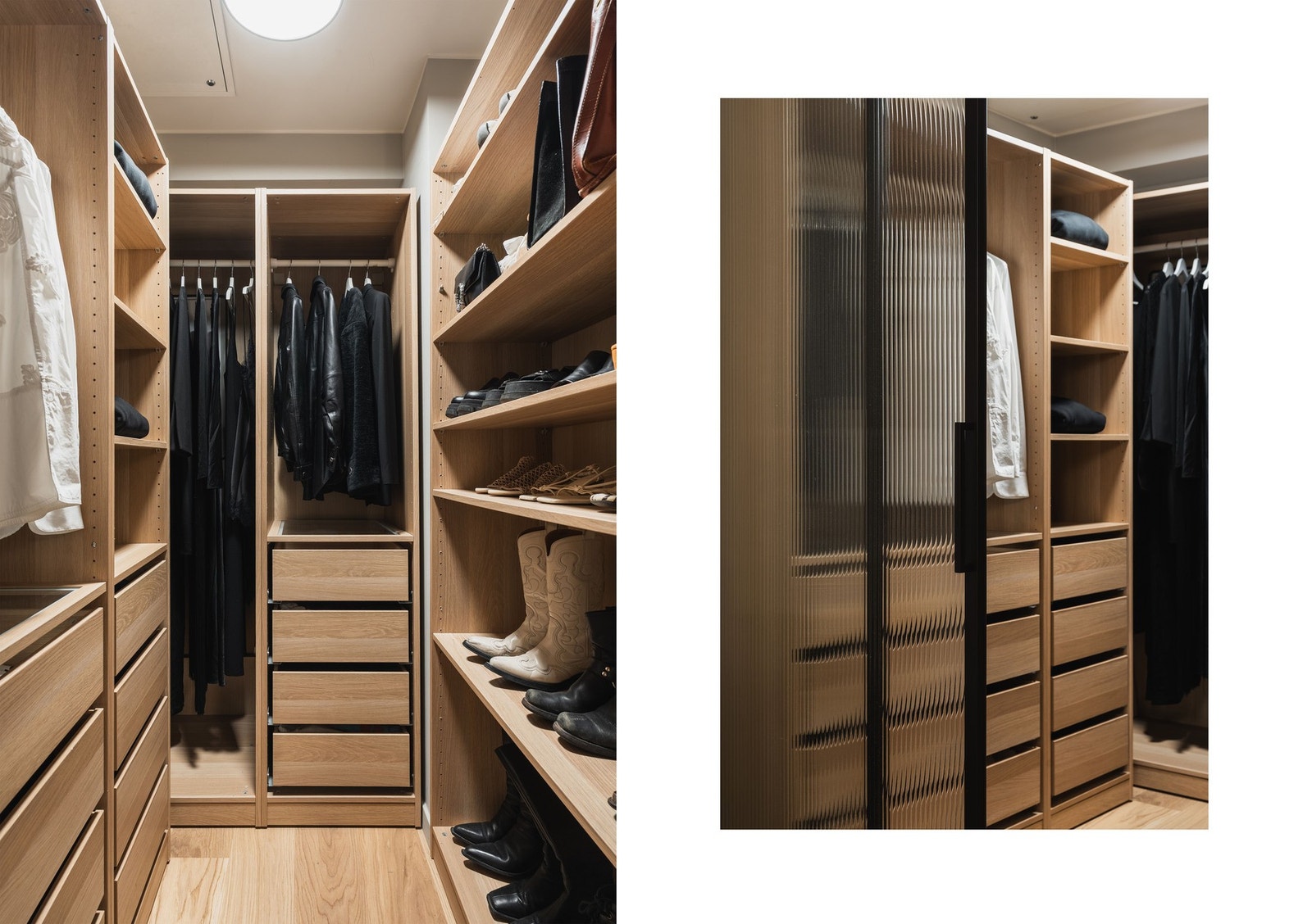 Walk-in garderoben er praktisk innredet med rikelig hylle- og hengeplass. Galleribilde