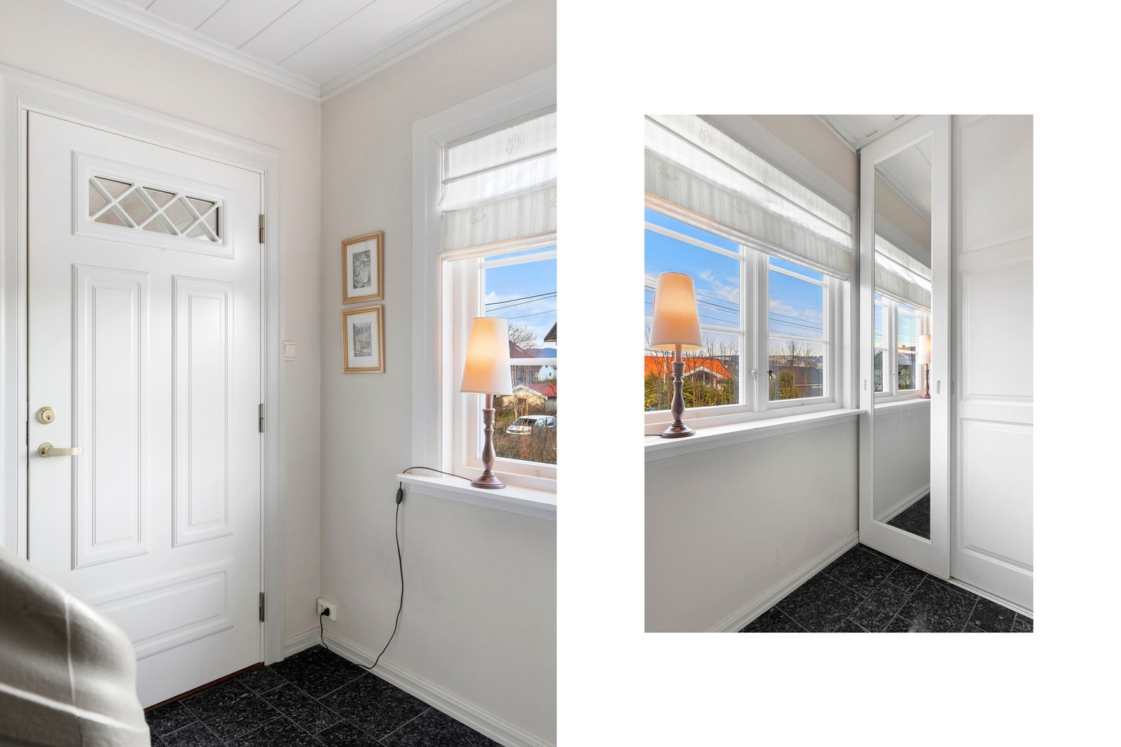 Inngangsparti med skyvedørsgarderobe. Galleribilde