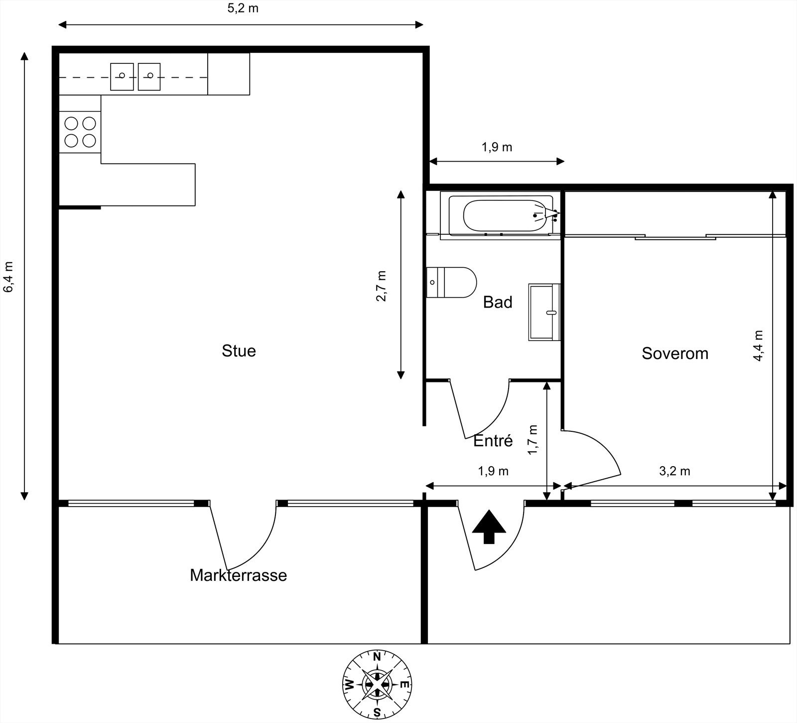 Målsatt plantegning. Galleribilde
