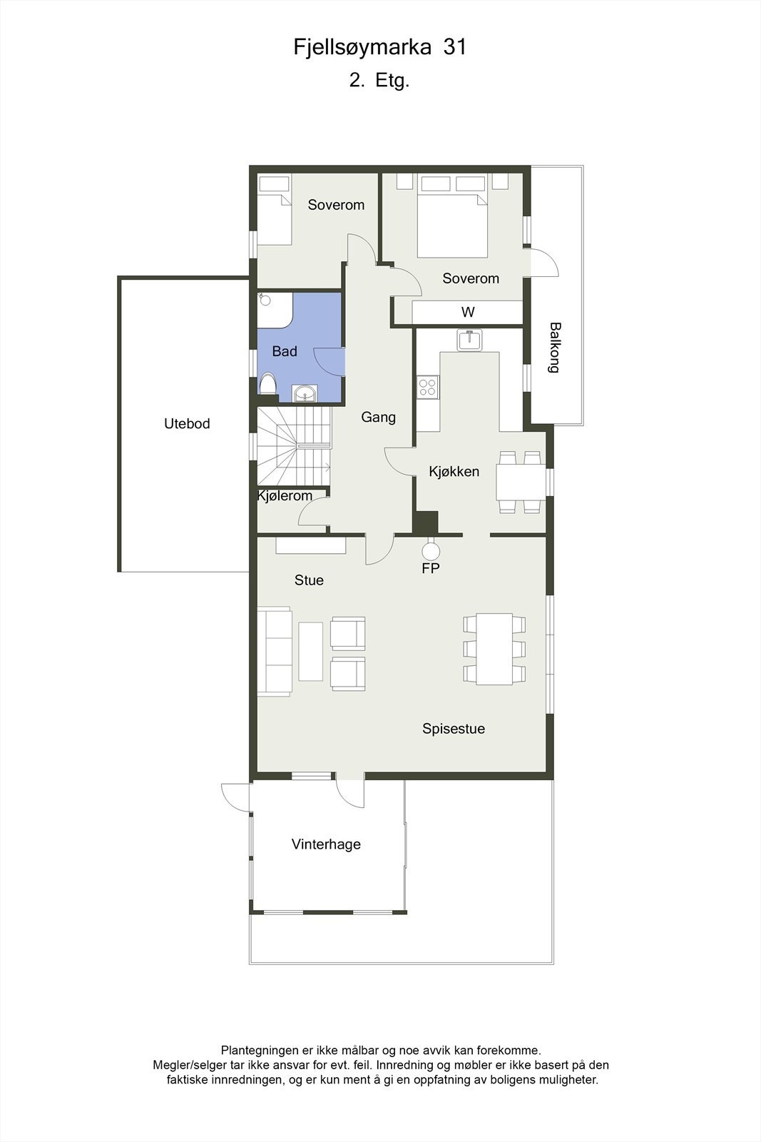 Planskisse 2D - Hovedetasje Galleribilde
