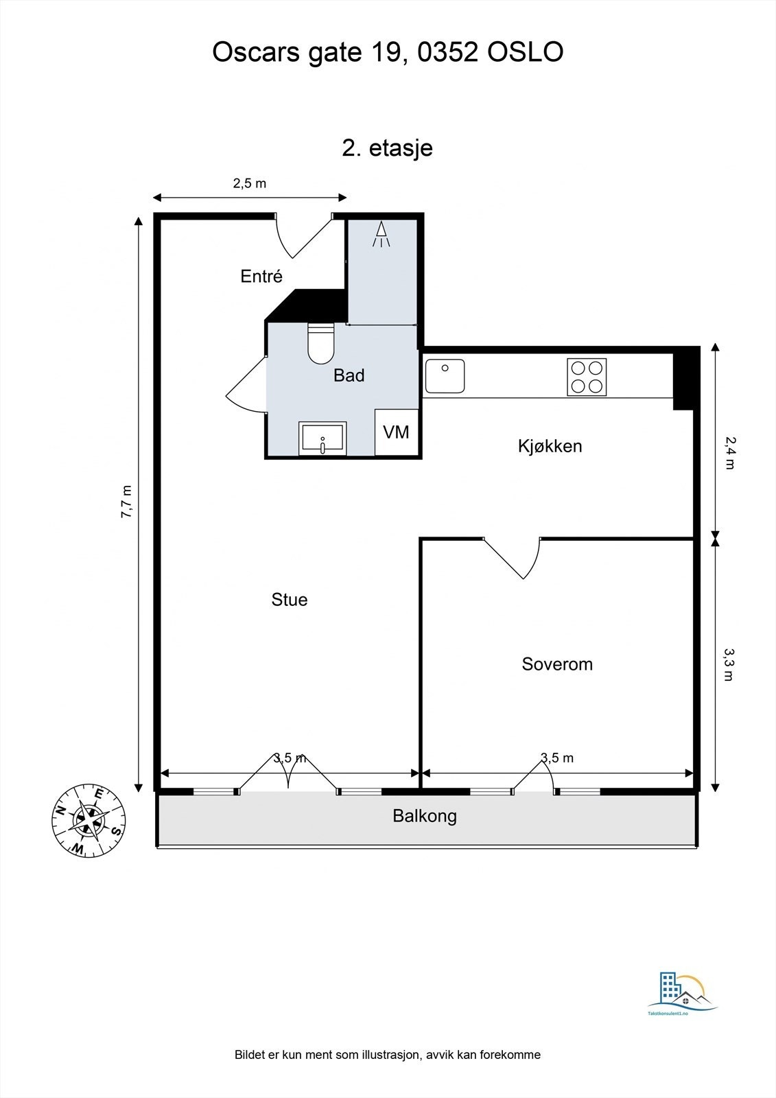 Plantegning. Leiligheten disponerer en kjellerbod med gulvareal på ca. 1,5 m². Galleribilde