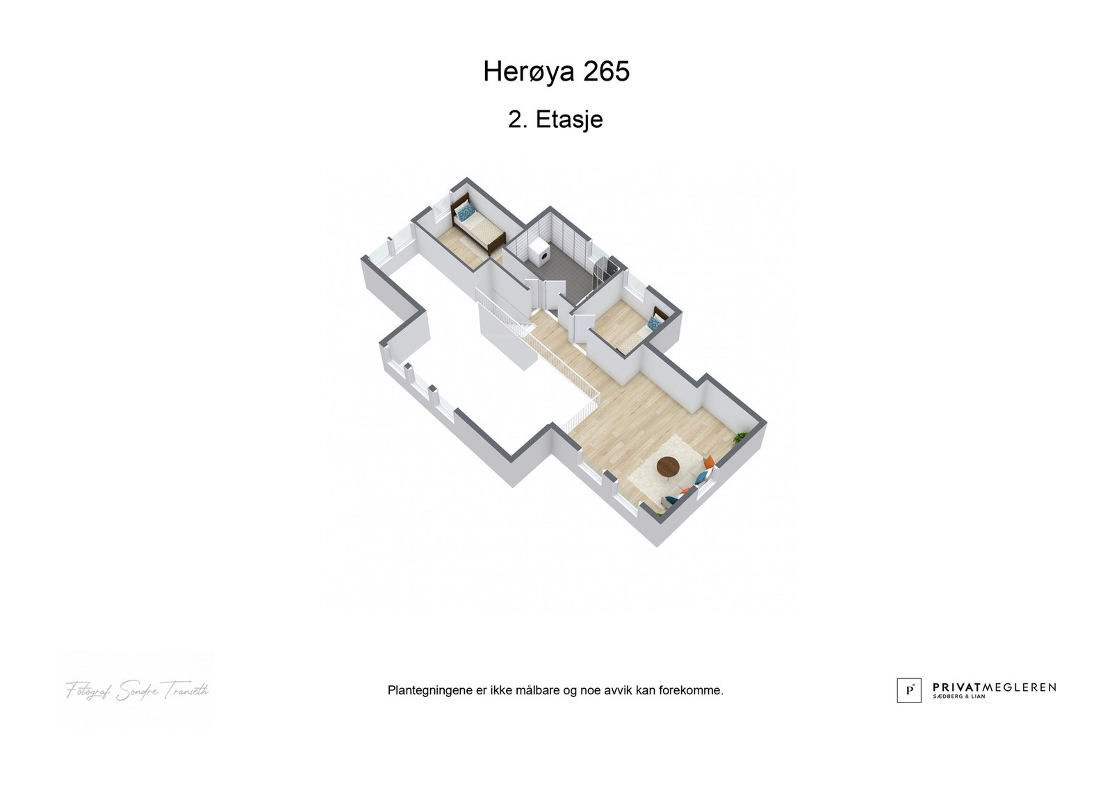 3D plantegning loftsetasjen - laget av fotograf Galleribilde