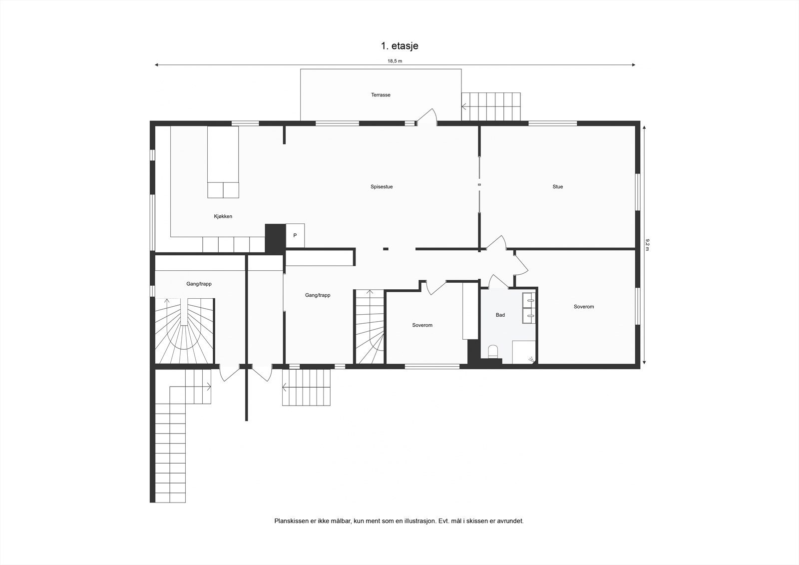 Plantegning 1. etasje Galleribilde