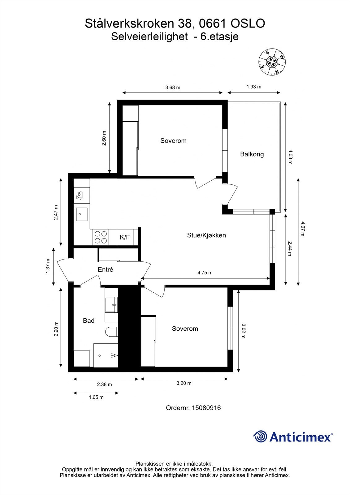Leiligheten har en god planløsning og disponerer i tillegg to boder på 4 m² og 7 m². Galleribilde