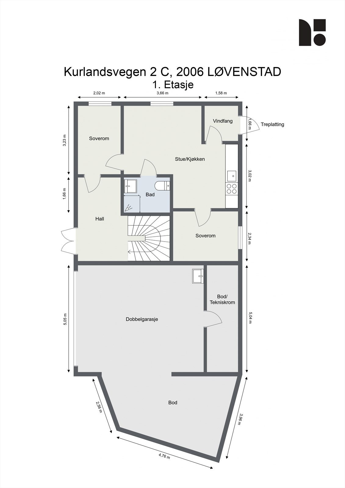 Planløsning hybel. Galleribilde