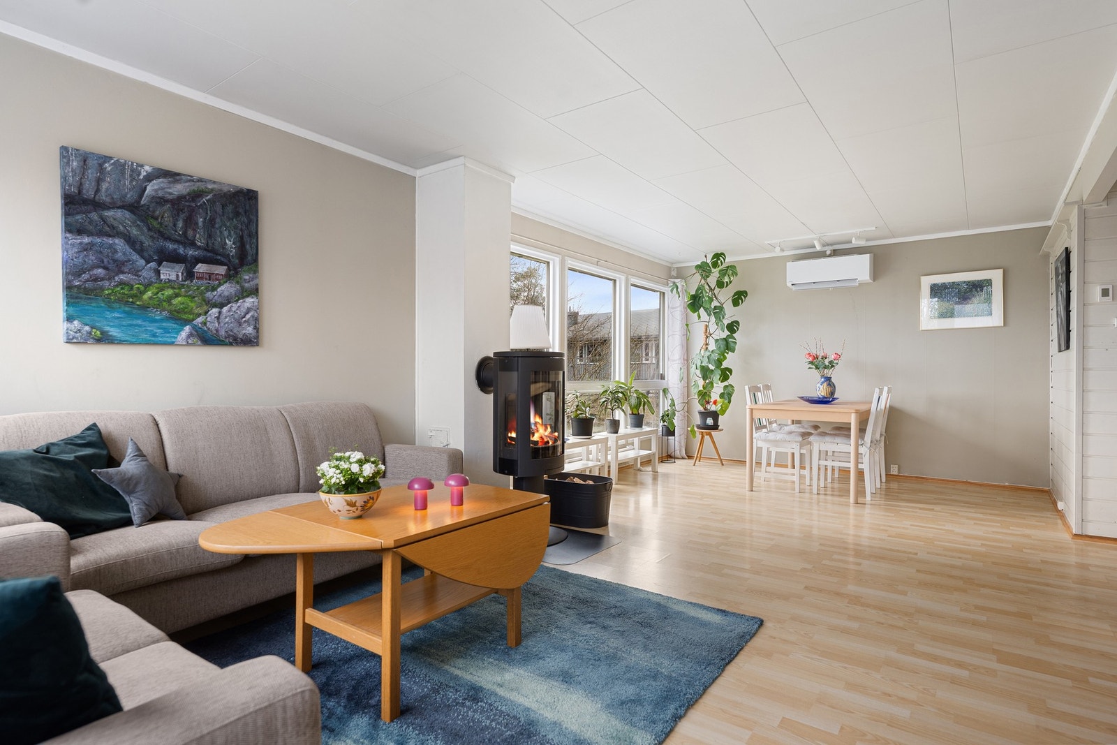 God plass til både sofagruppe og spisebord. Galleribilde