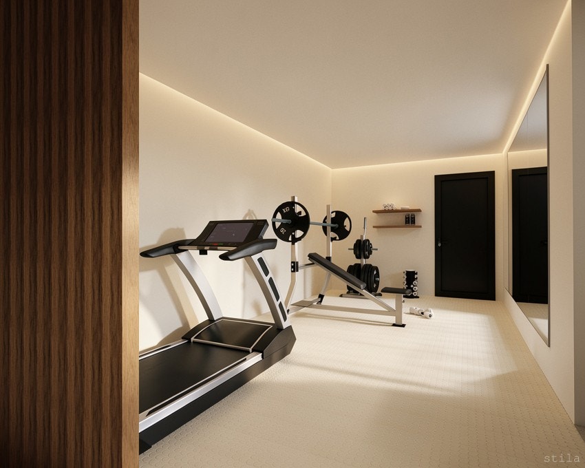 Illustrasjonsbilde av gym i garasjen Galleribilde