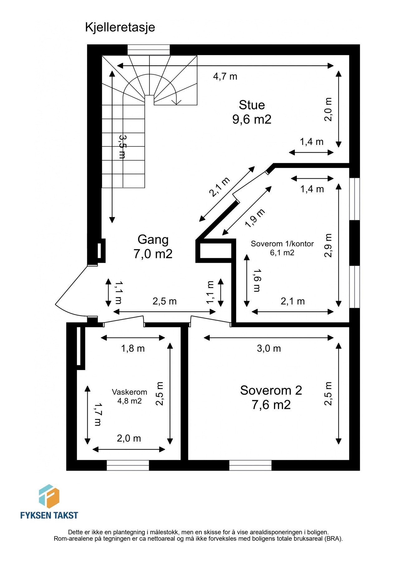 Målsatt planskisse sokkeletasje Galleribilde