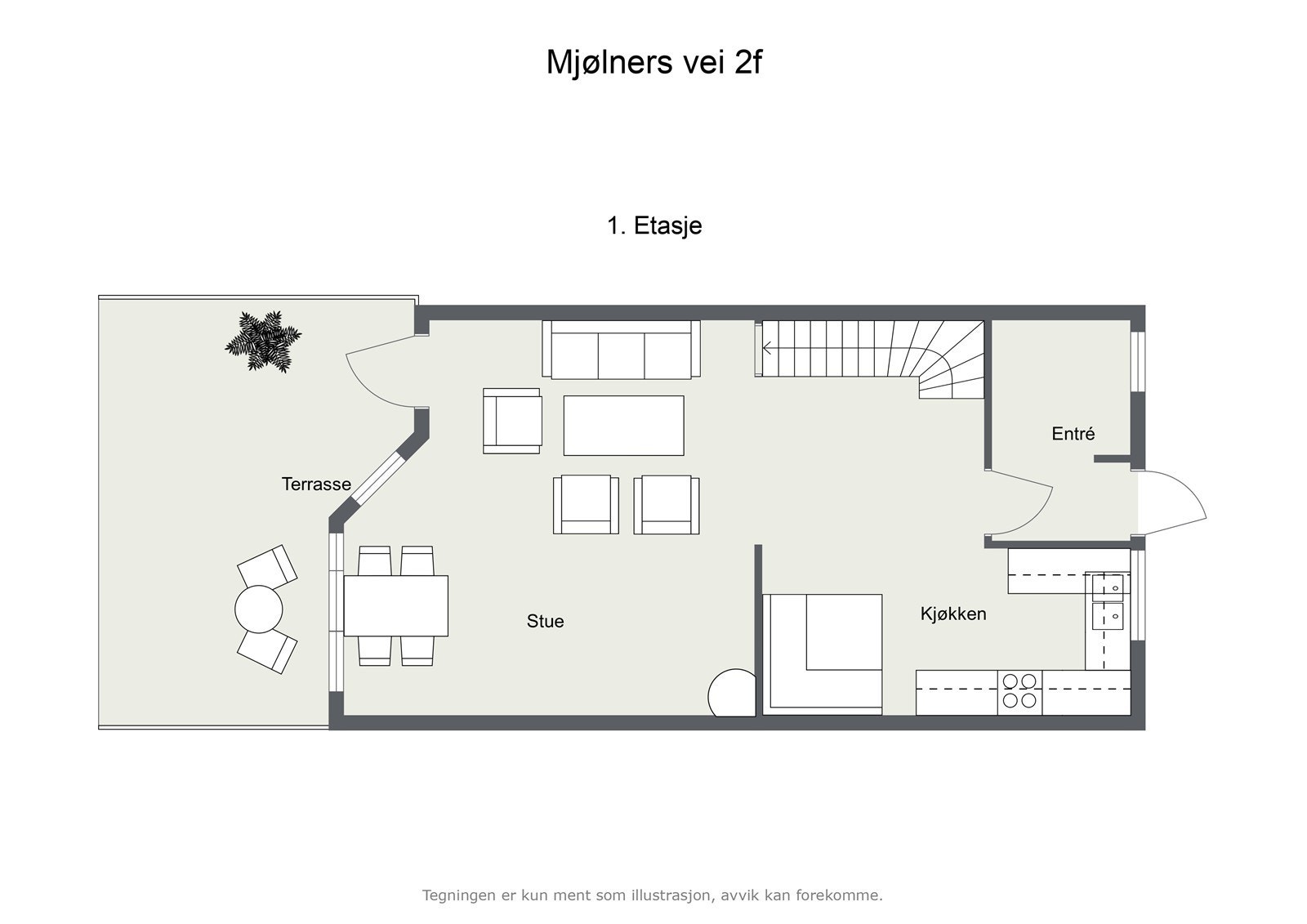 Illustrasjon 2D Mjølners vei 2F - 1. Etasje. Galleribilde