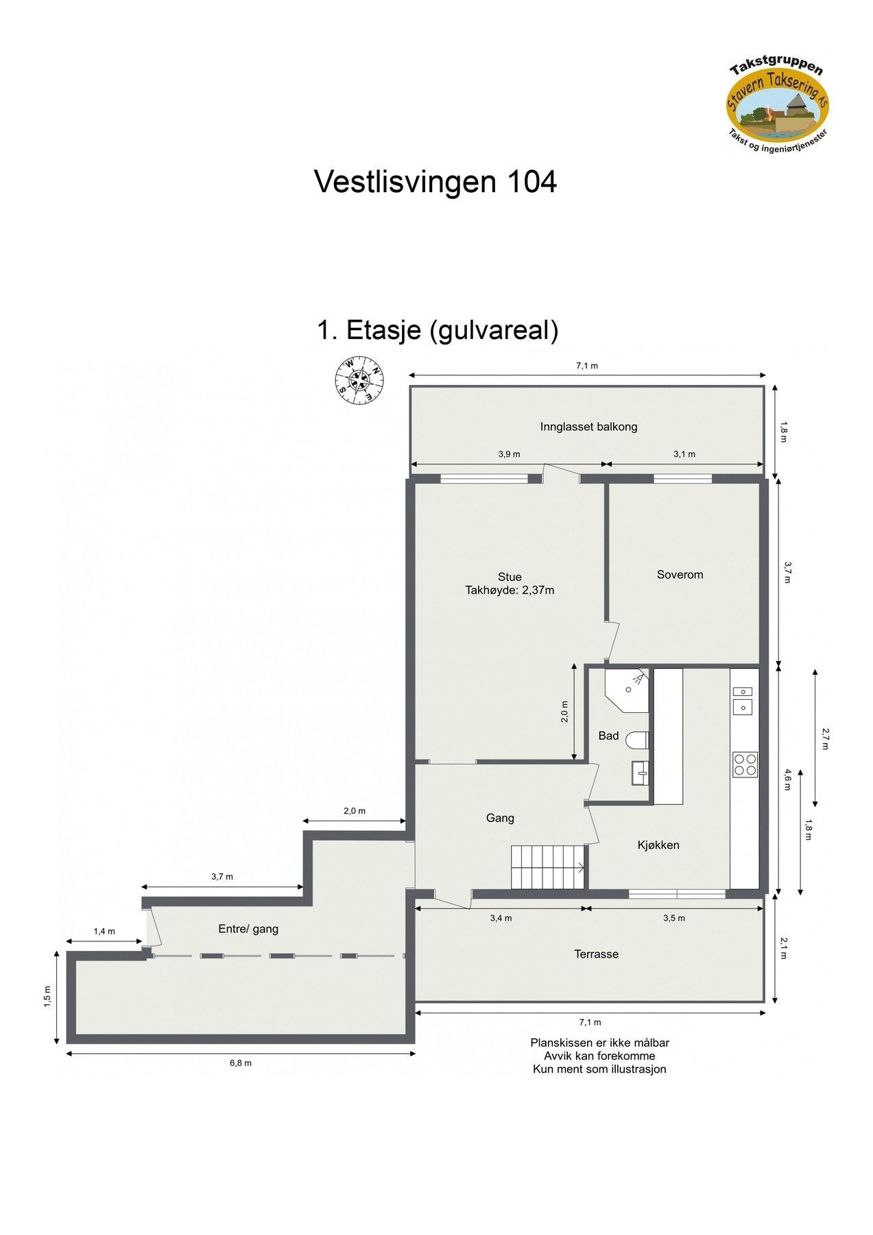 Boligens plantegning hovedetasje. Galleribilde