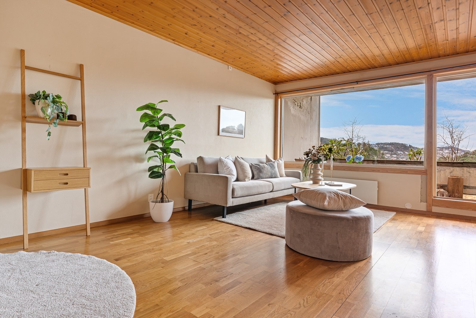 - Stuen måler 24,8 m² og har god plass til å innrede i ulike soner - Galleribilde