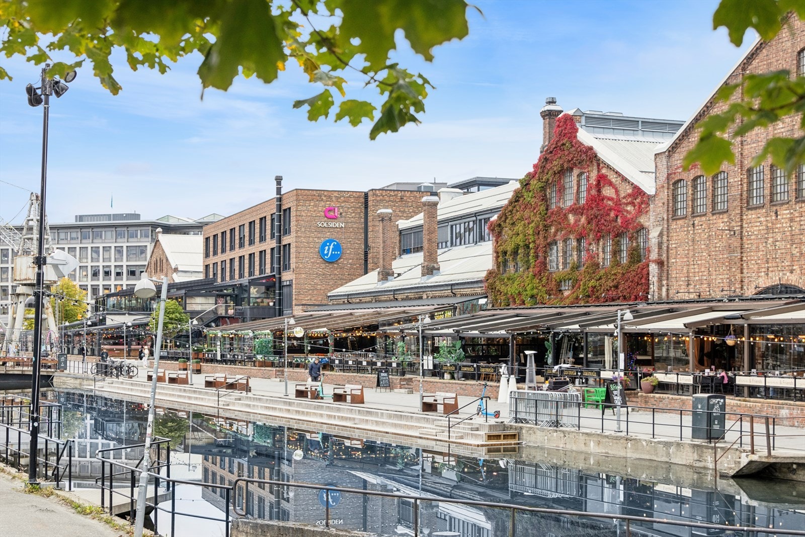 Det er kun få minutters gange ned til Solsiden med et rikt utvalg butikker. Solsiden er kjent for sitt yrende folkeliv og en rekke restauranter. Galleribilde