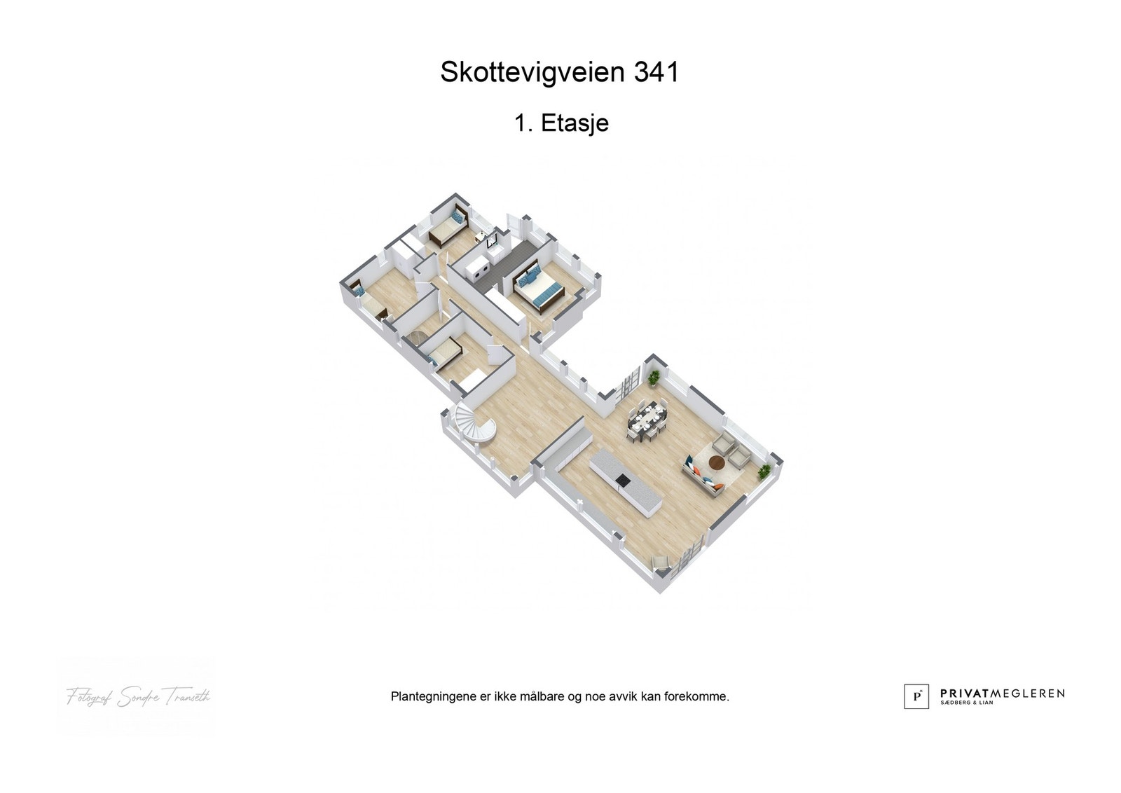 3D plantegning første etasje Galleribilde