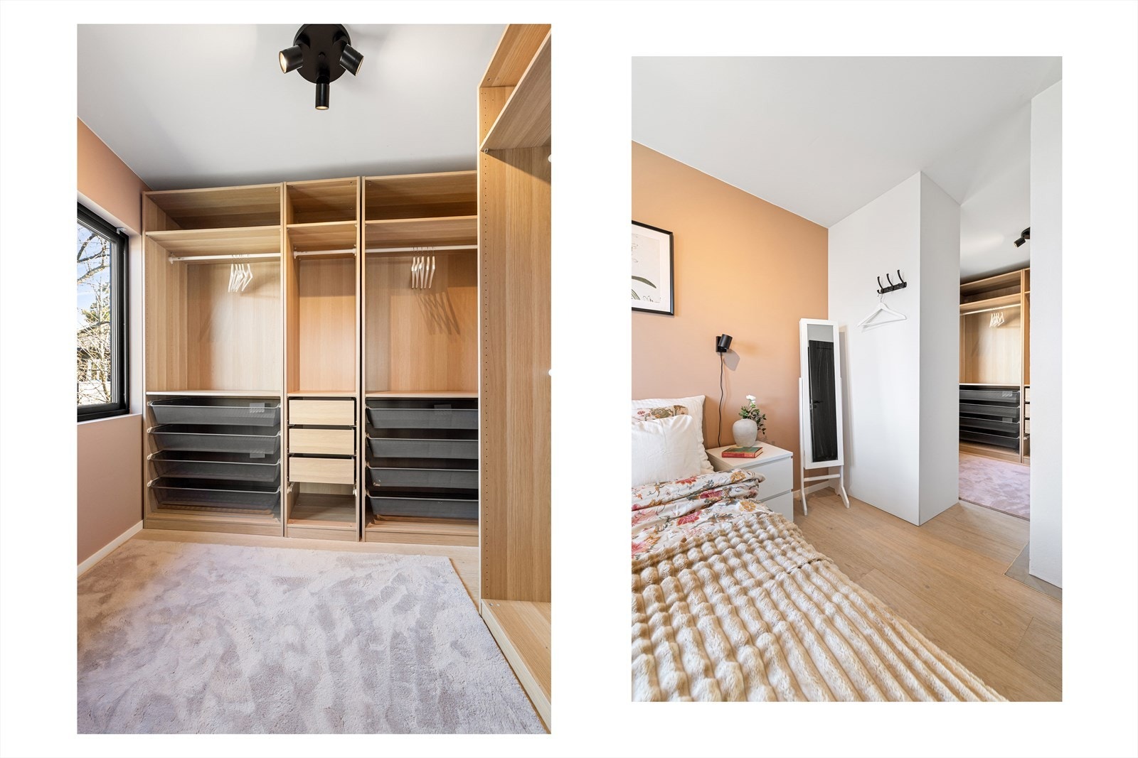 Stor og innholdsrik garderobe med tilgang fra hovedsoverom Galleribilde