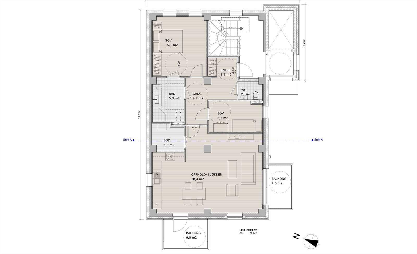 Plantegning snr. 2 (areal avviker noe fra tegning). Galleribilde