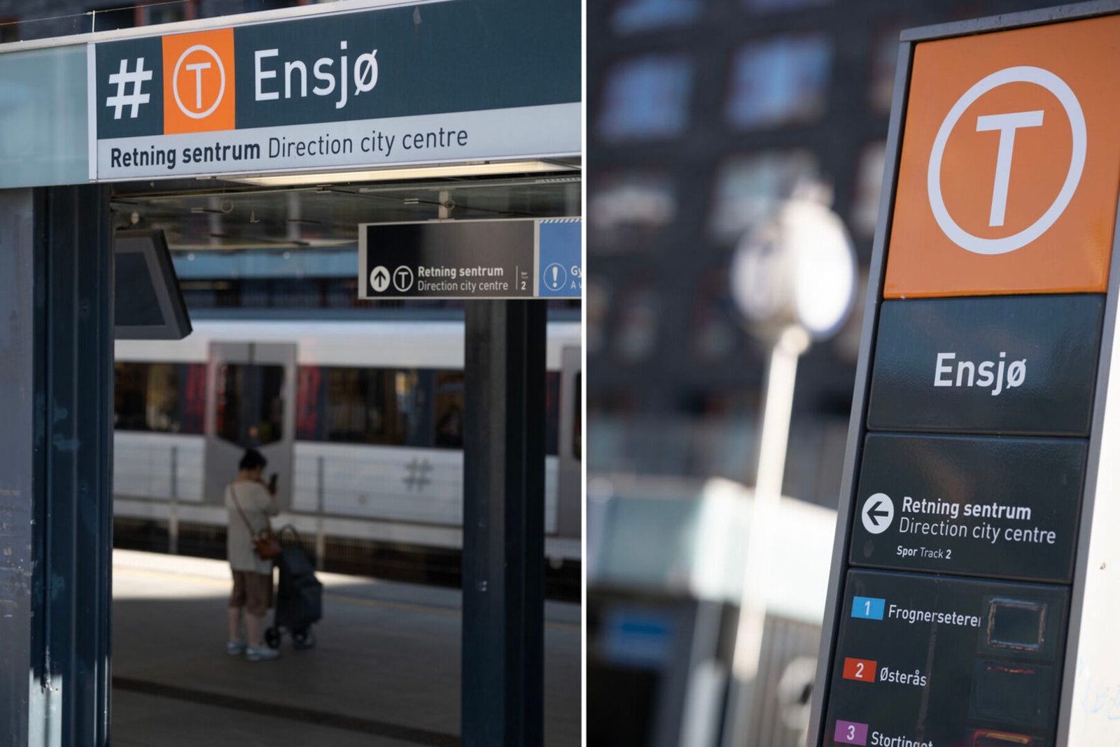 Ensjø T-bane med linje 1, 2, 3, 4 og 5. Galleribilde
