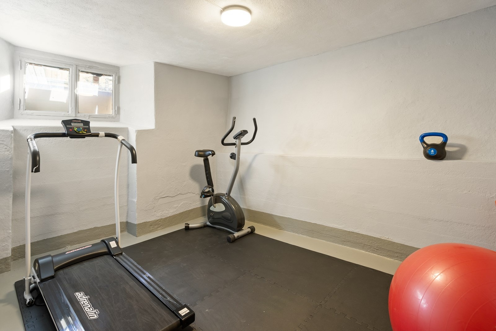 I tillegg er den ene boden innredet med treningsapparater. Galleribilde