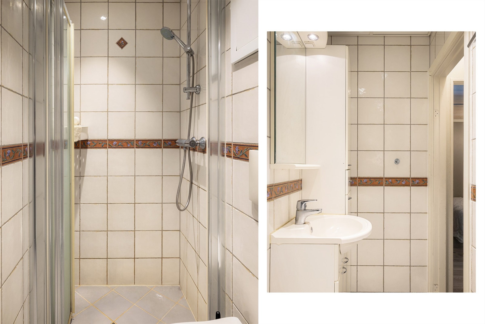 Badet ble pusset opp i regi av borettslaget i 2003/2004 og har flislagte overflater, elektriske varmekabler i gulvet og et praktisk dusjhjørne med foldbare dører. Galleribilde