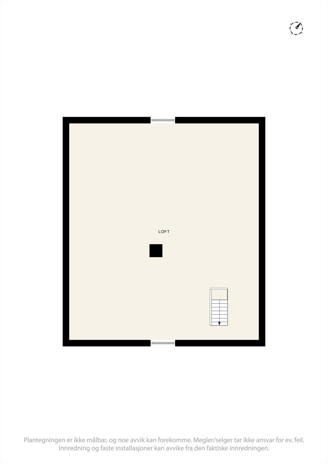 Boligen har et uinnredet loft med ytterligere lagringspotensial. Arealet er definert som tilleggsdel (S-rom). Galleribilde