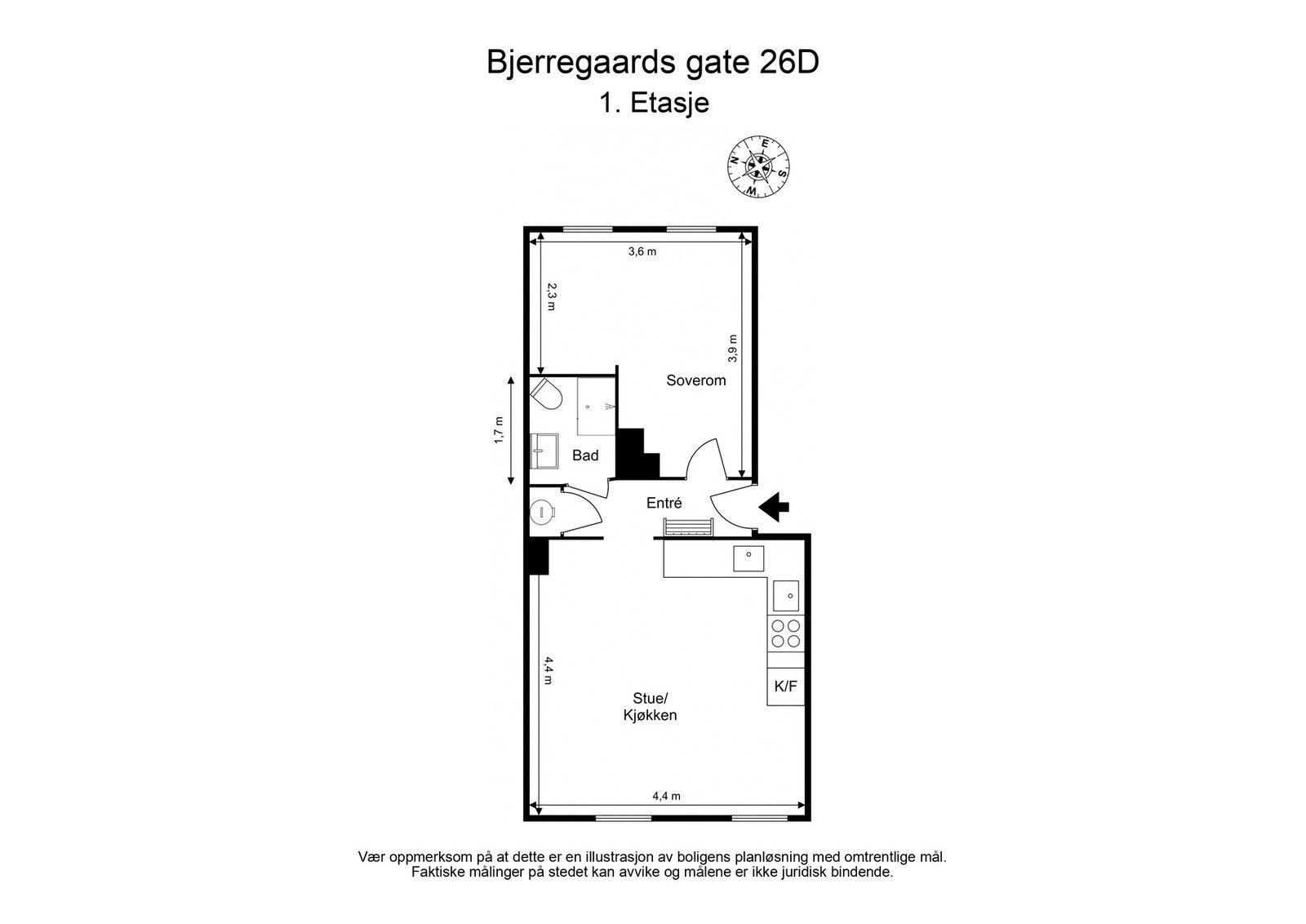 Tre boder med gulvareal på ca 16 m² Galleribilde