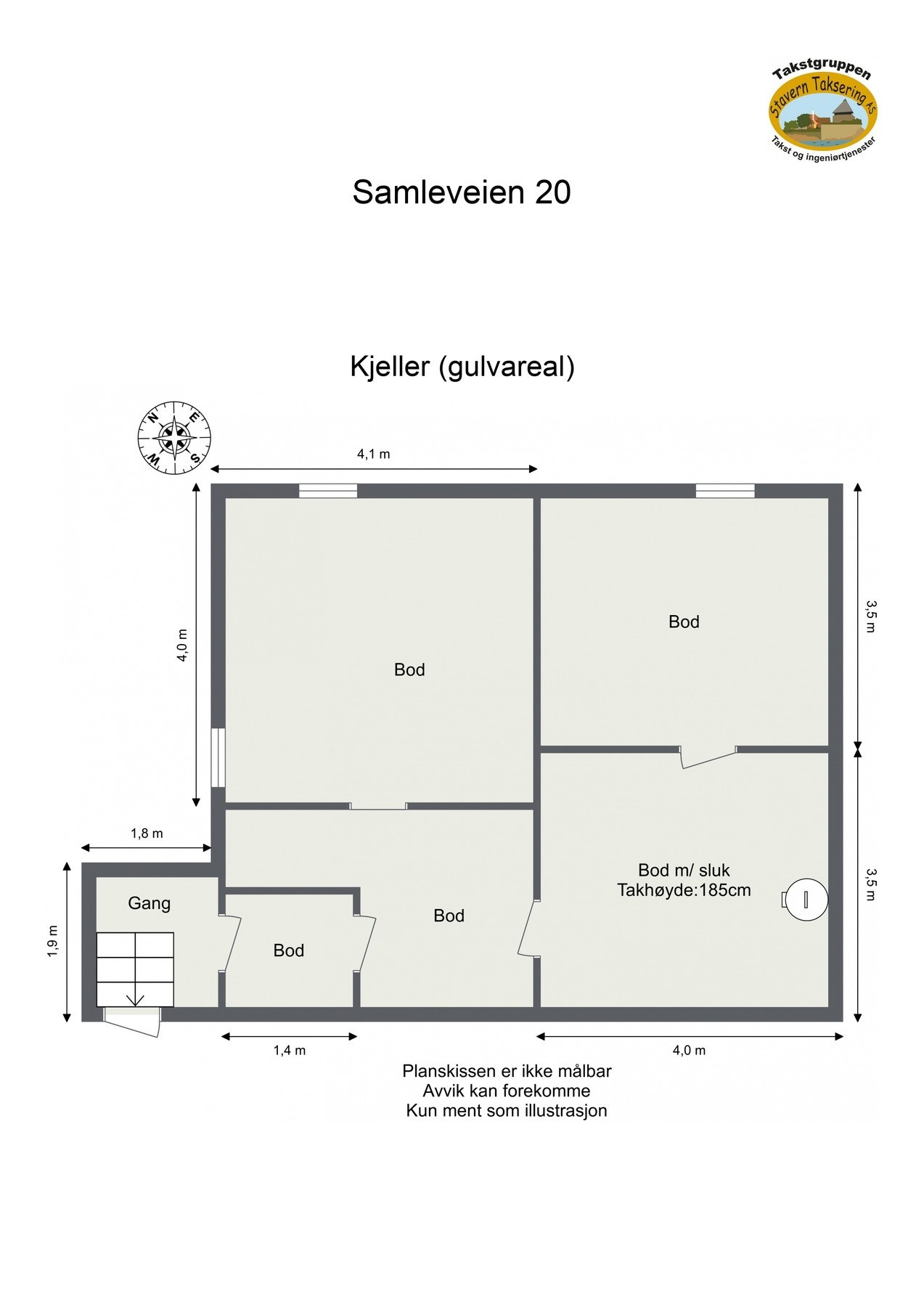 Oppmålt planløsning kjeller Galleribilde
