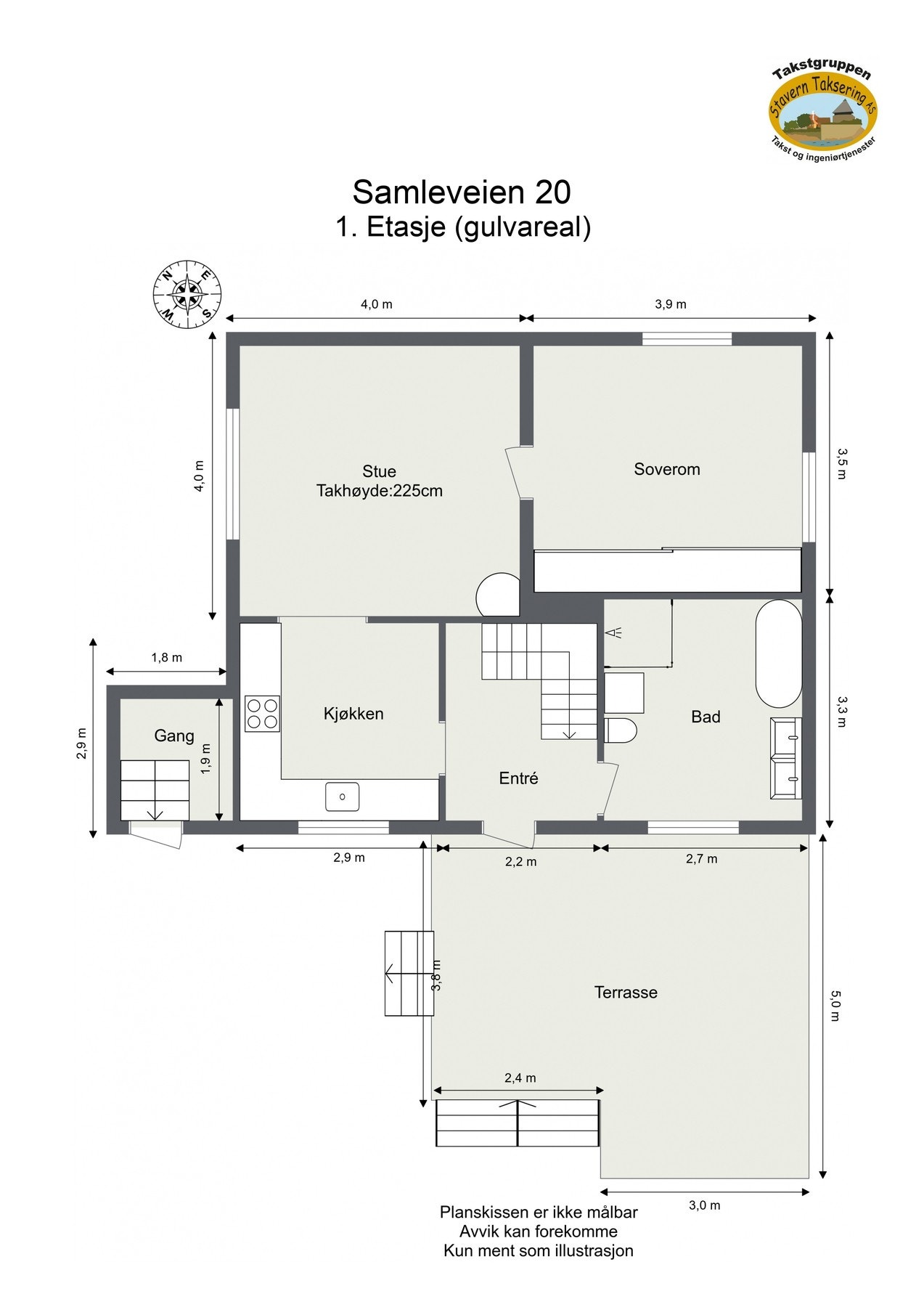 Oppmålt planløsning 1. etasje Galleribilde