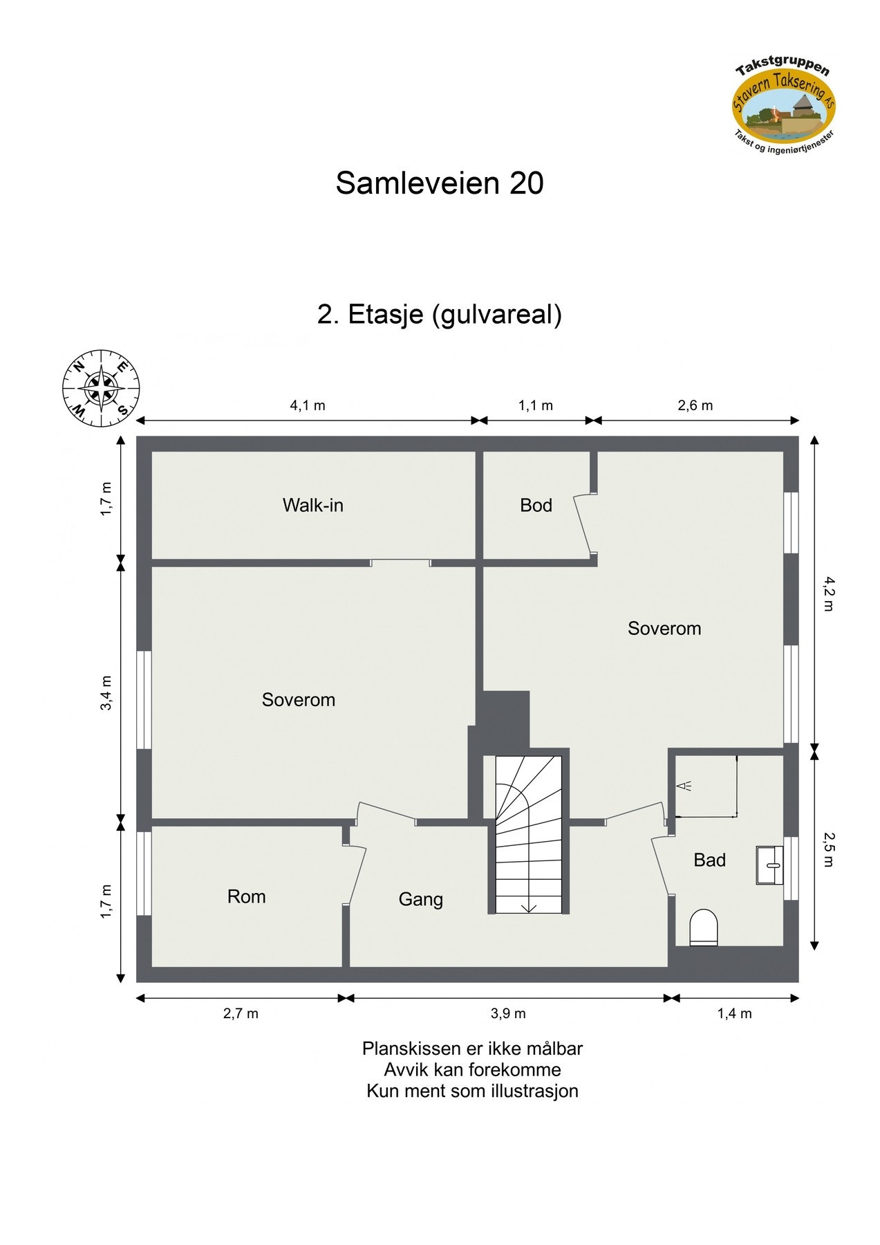 Oppmålt planløsning 2. etasje Galleribilde