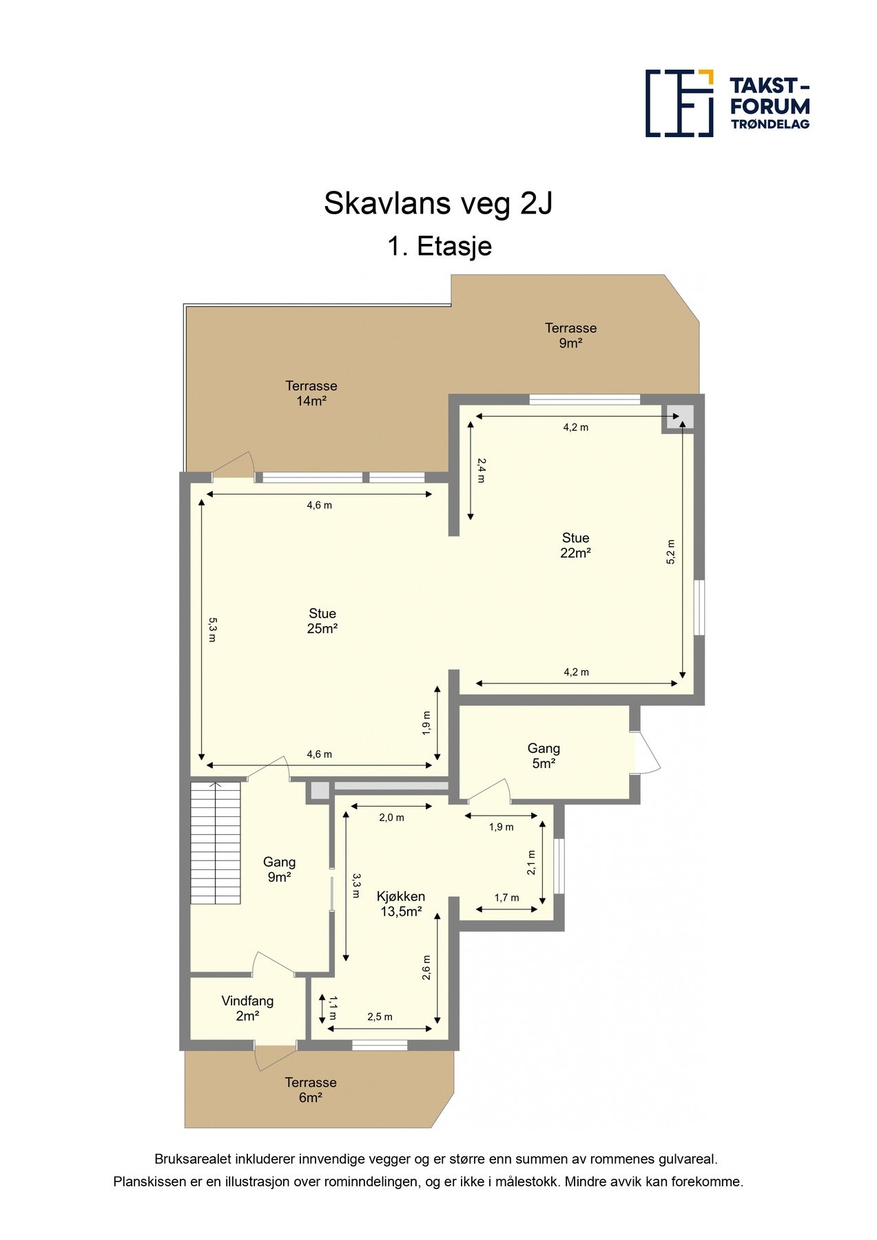 Planskisse 1.etg.med arealer. Galleribilde
