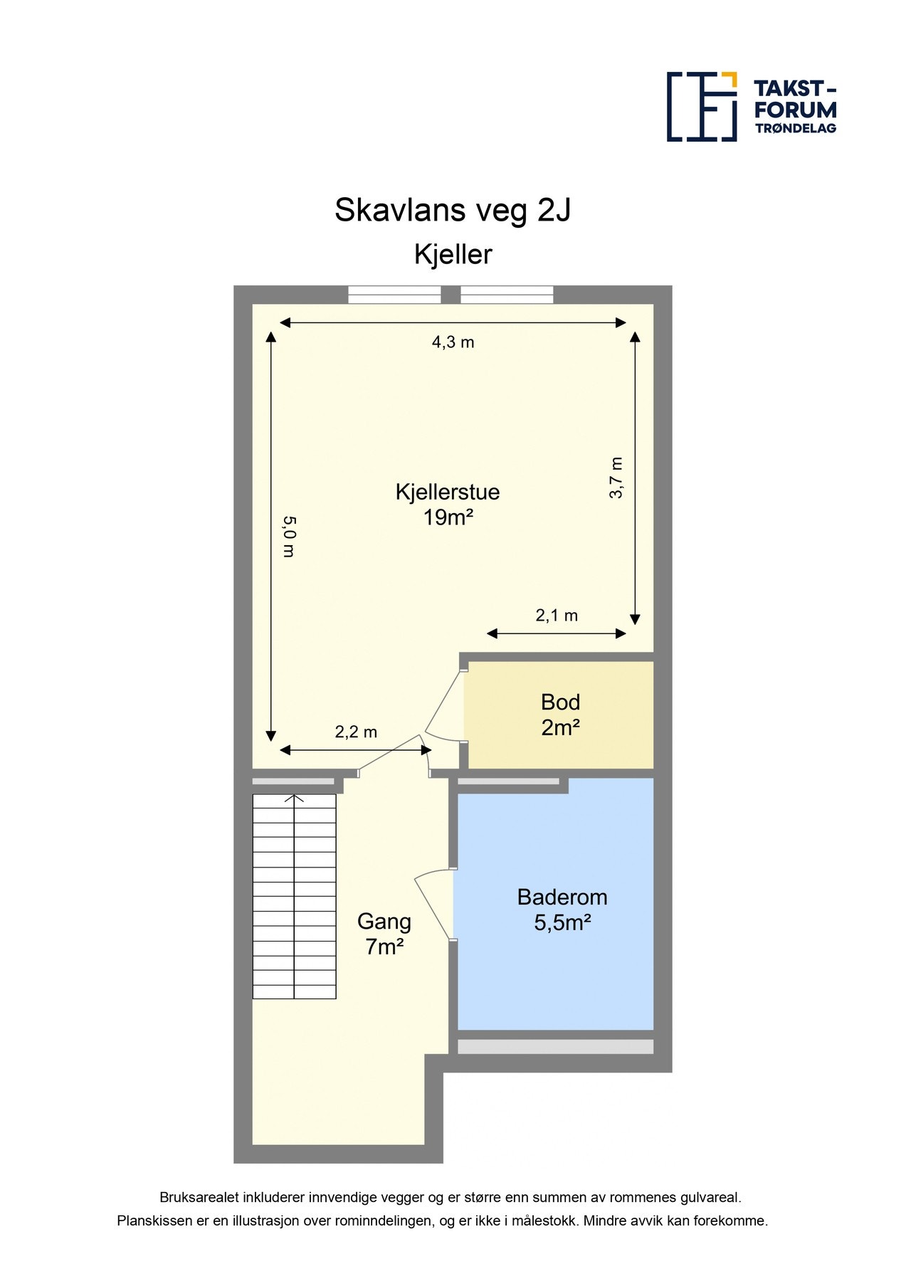 Planskisse kjeller med arealer. Galleribilde