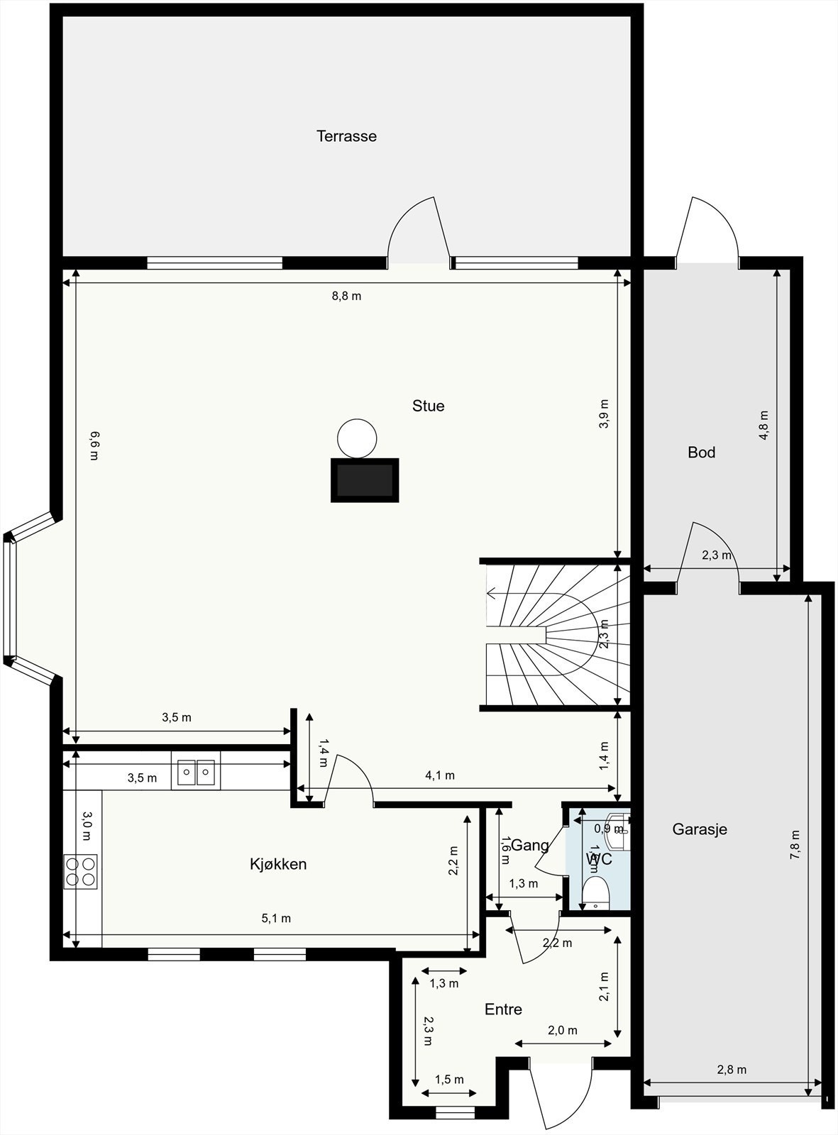 Plantegning 1.etasje Galleribilde