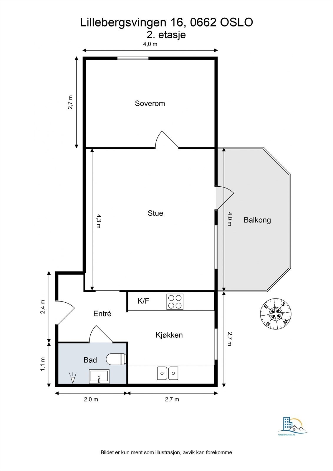 Leiligheten har en arealeffektiv planløsning på 43 m². I tillegg disponerer boligen tre boder på til sammen 10 m², som gir svært gode lagringsmuligheter. Galleribilde