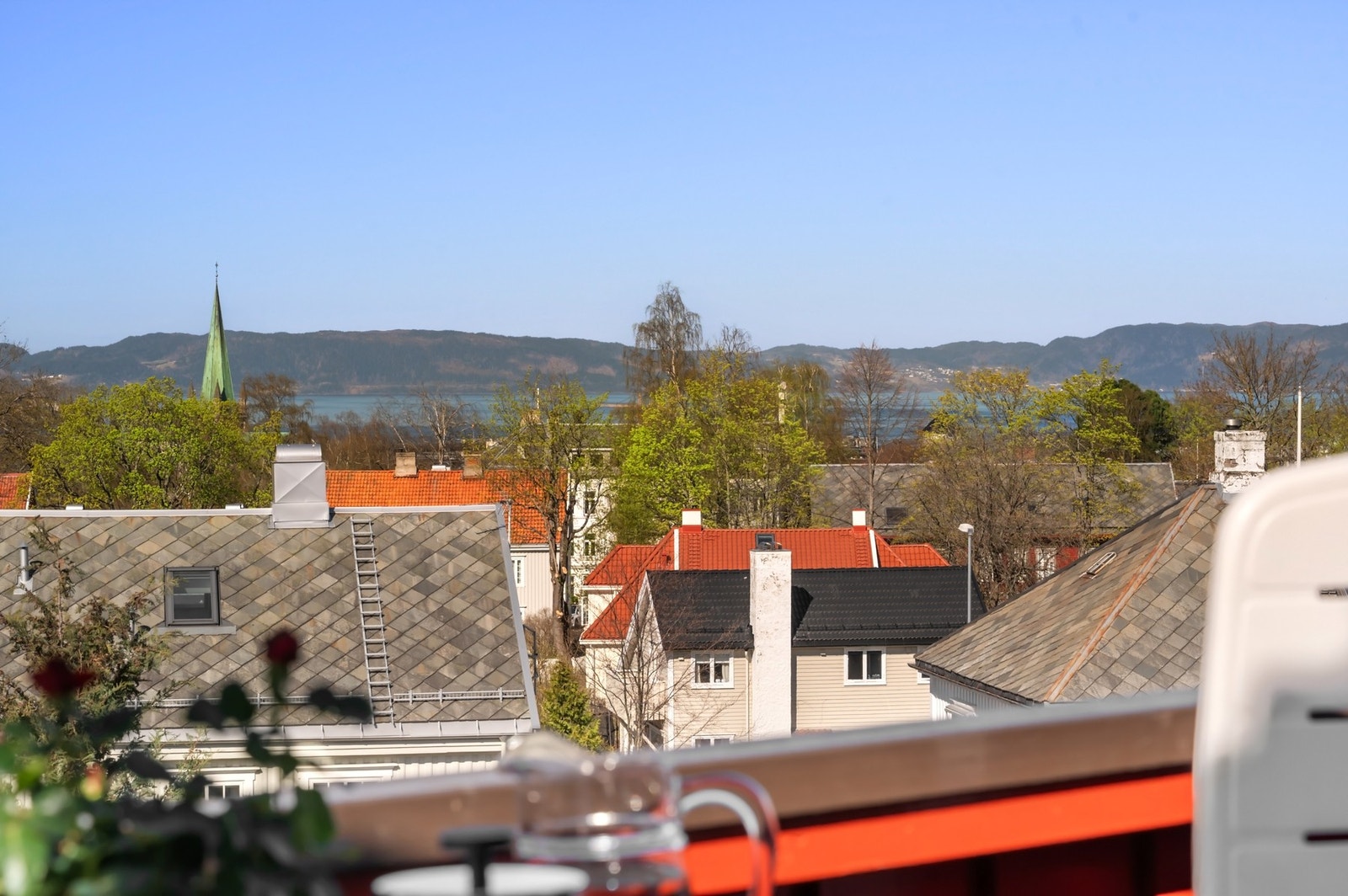 Utsikt mot flere av byens kjente landemerker, som Nidarosdomen, Kristiansten festning og NTNU på Gløshaugen. Galleribilde