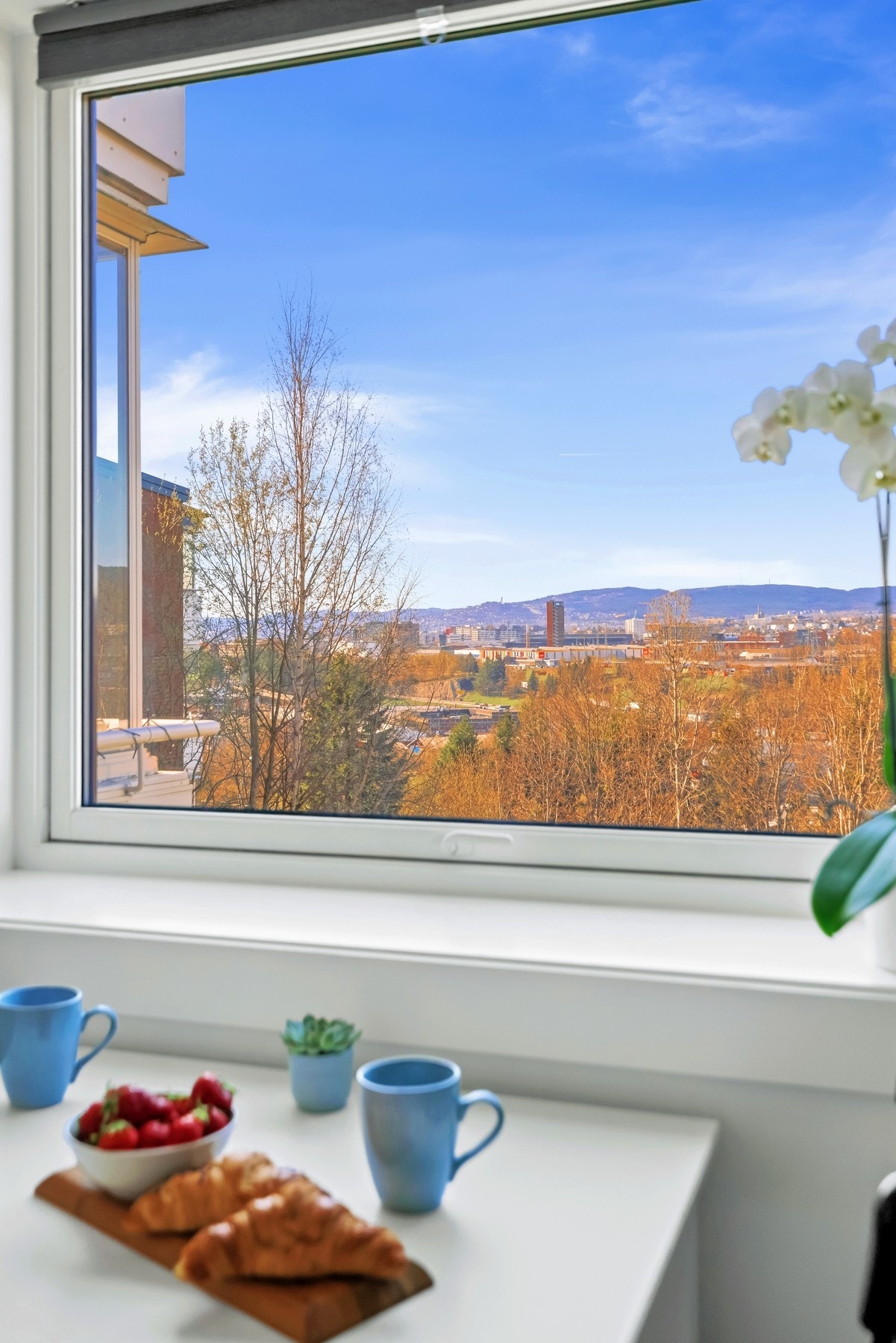 Fra kjøkkenbordet kan du nyte en fin utsikt ut over nærområdet sammen med morgenkaffen. Galleribilde