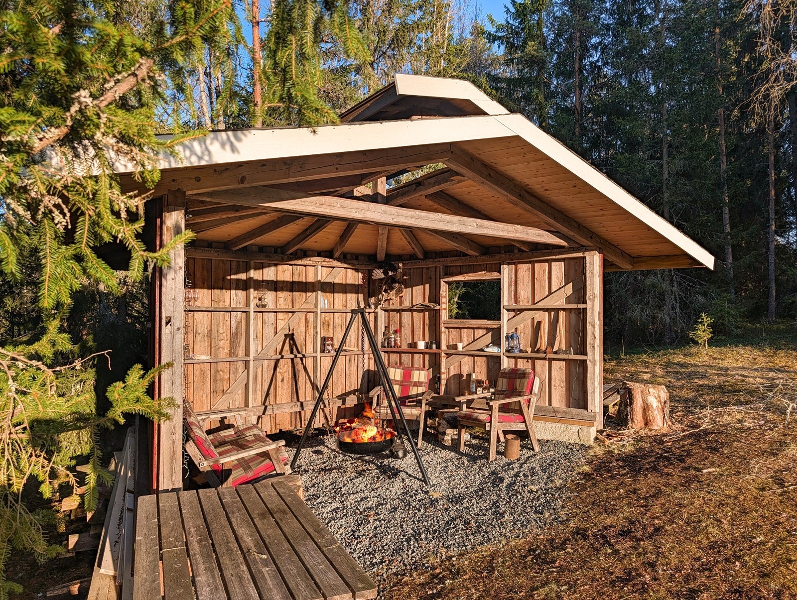 Gapahuken har et areal på ca. 10 kvm. Galleribilde
