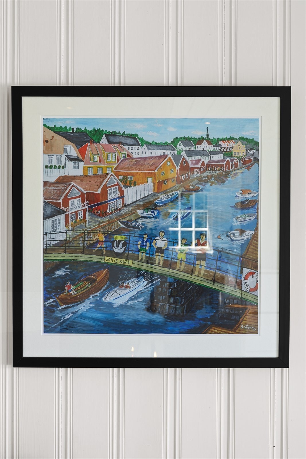 Maleri av Bybrua i Kragerø. Galleribilde