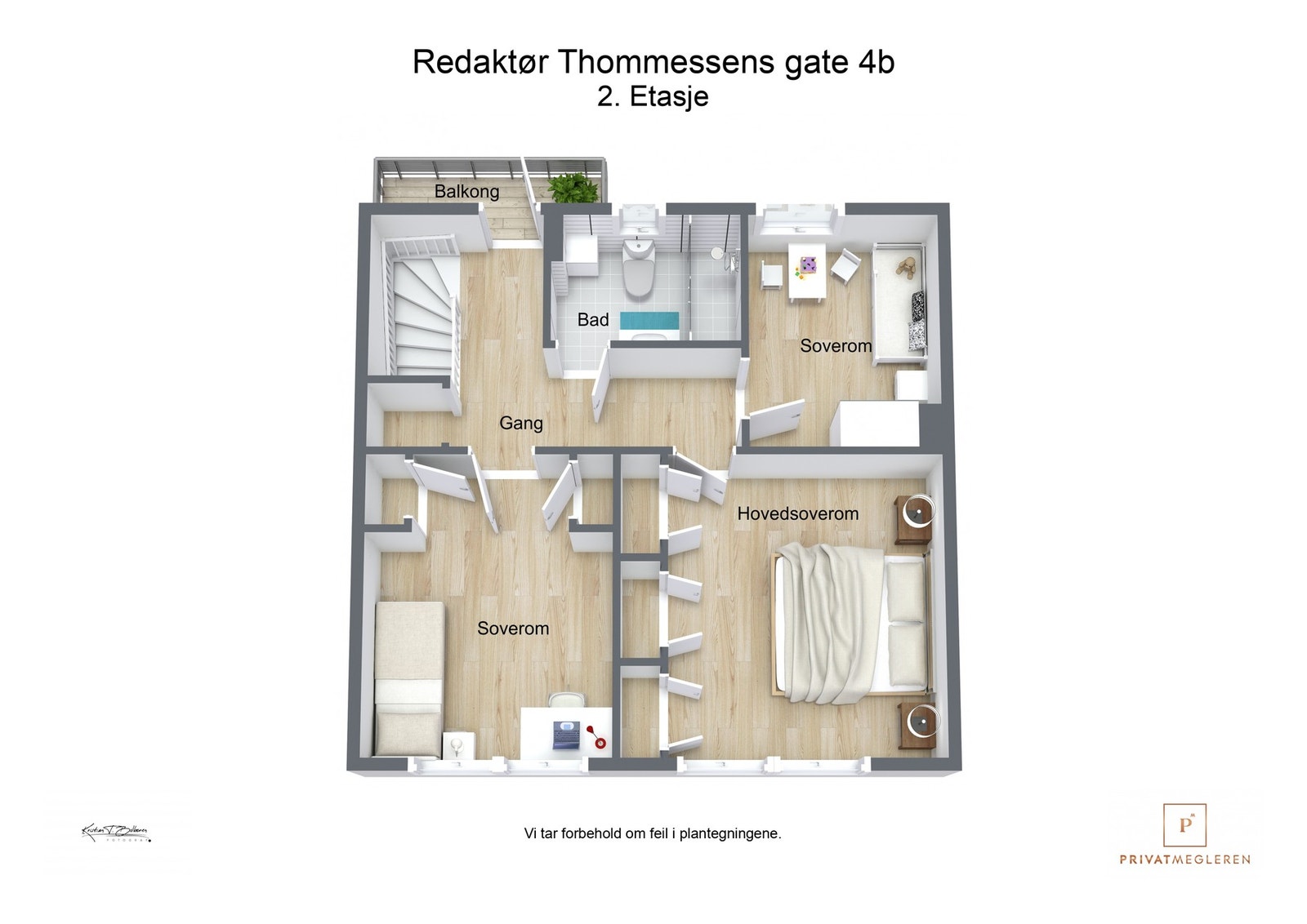 3 D plantegning 2 etasje Galleribilde