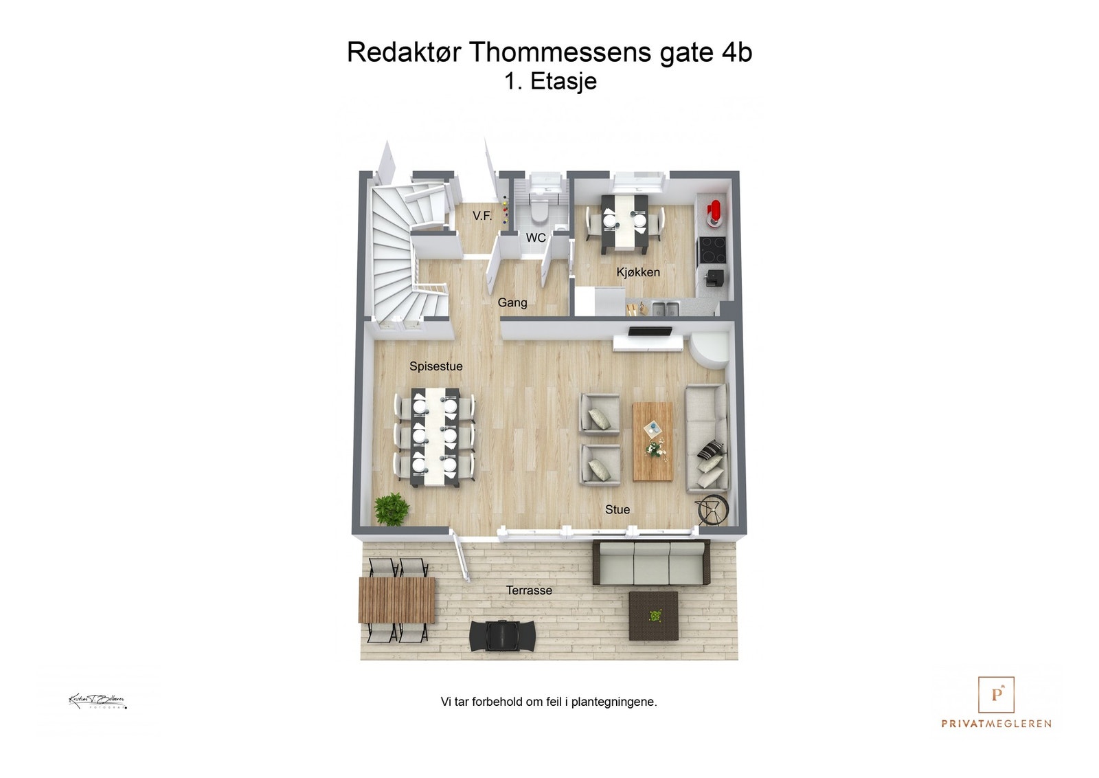 3 D plantegning 1 etasje Galleribilde