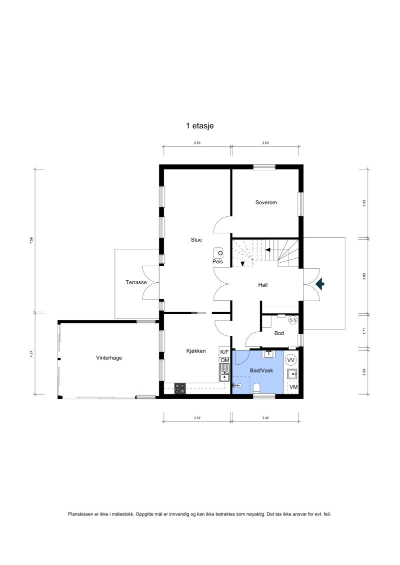 Plantegning 1. etg Galleribilde